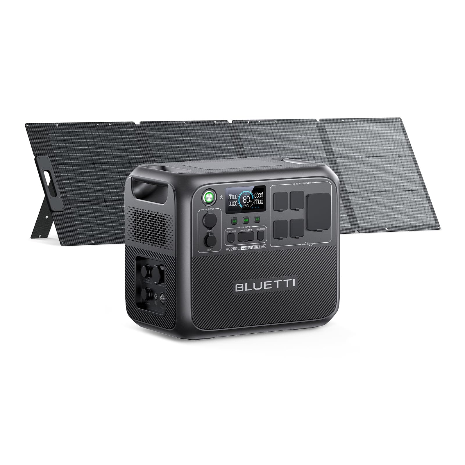 BLUETTI AC200L Solar Generator Kit, 200W Solar Panel (Ships Separately) Included, 2048Wh LiFePO4 Battery Backup w/ 4 2400W AC Outlets, 3600W Power Lifting, Portable Power Station for Camping, Home Use