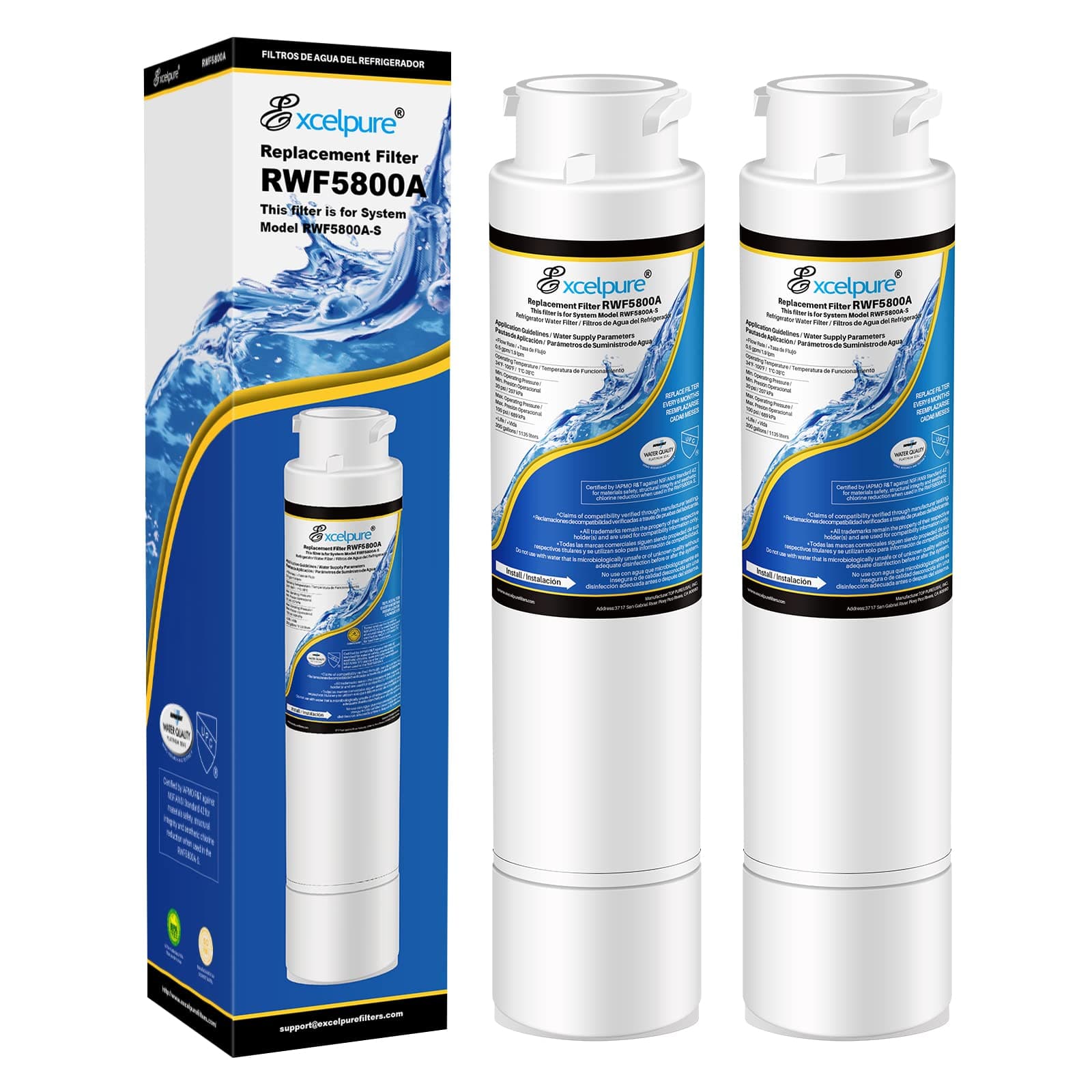 Refrigerator Water Filter, Compatible with Frigidaire EPTWFU01, EWF02, Pure Source Ultra II, 2 PACK
