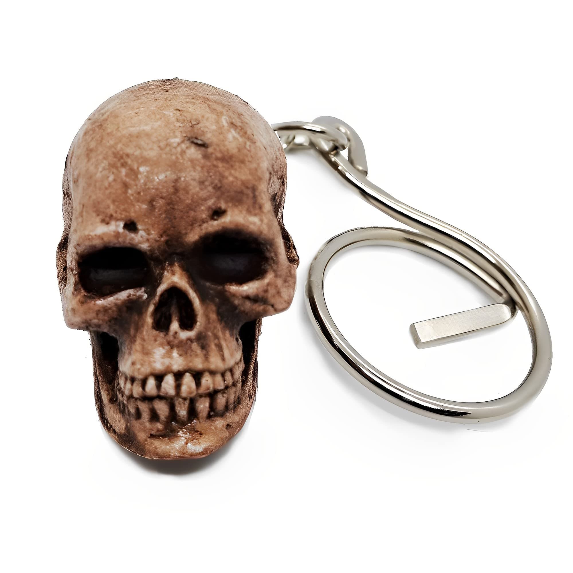 WitnyStore Tiny 2" Human Skull Keyring Sci-fi Action Movies Monster Head - Miniature Hand Made Keychain Key Tag For Men Carabiners Keys Organizer Decorative Collectible Décor Gifts Souvenirs