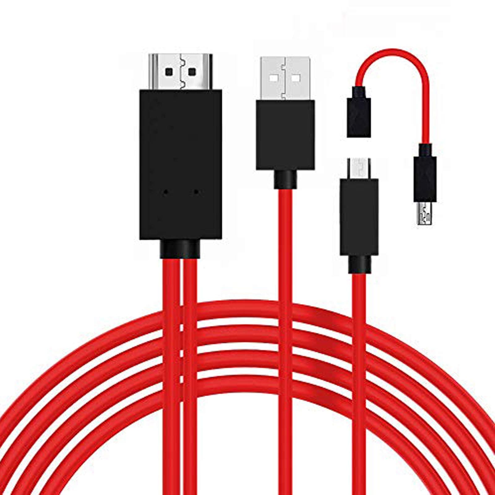 Micro USB to HDMI, MHL to HDMI, Micro USB to HDMI Converter for Android Smart Phones, Micro 5pin to 11pin Adapter, MHL Micro USB to HDMI Cable Adapter (Red)