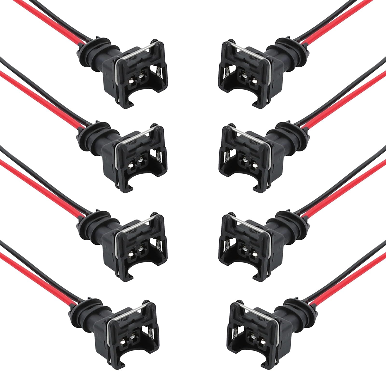 Hovom 8PCS Car Fuel Injector Connector, Injector Socket with Extended Pigtail Wiring Harness, Waterproof Shell & Copper Core Plug, EV1 OBD1 Plug Car Accessories Fits Most Vehicles (8 PCS)