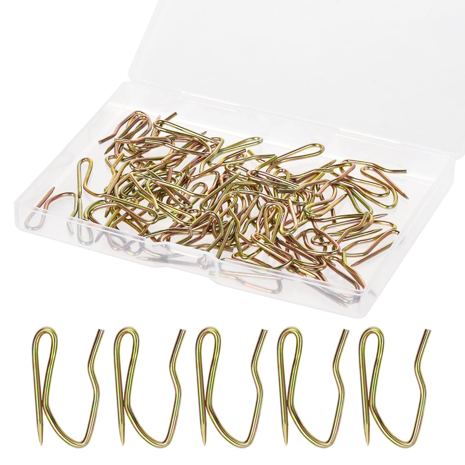 58 Pcs Mini Metal Curtain Hooks, Nydotd Rustproof Metal Hooks Heavy-Duty Offset Pin-On Drapery Hooks for Window Curtain, Door Curtain and Shower Curtain (Vintage Bronze, 1 inch)