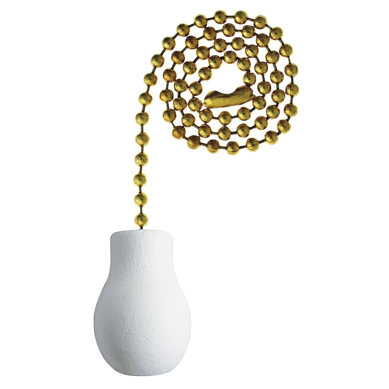 Westinghouse7701400 White Wood Knob Pull Chain, Brass