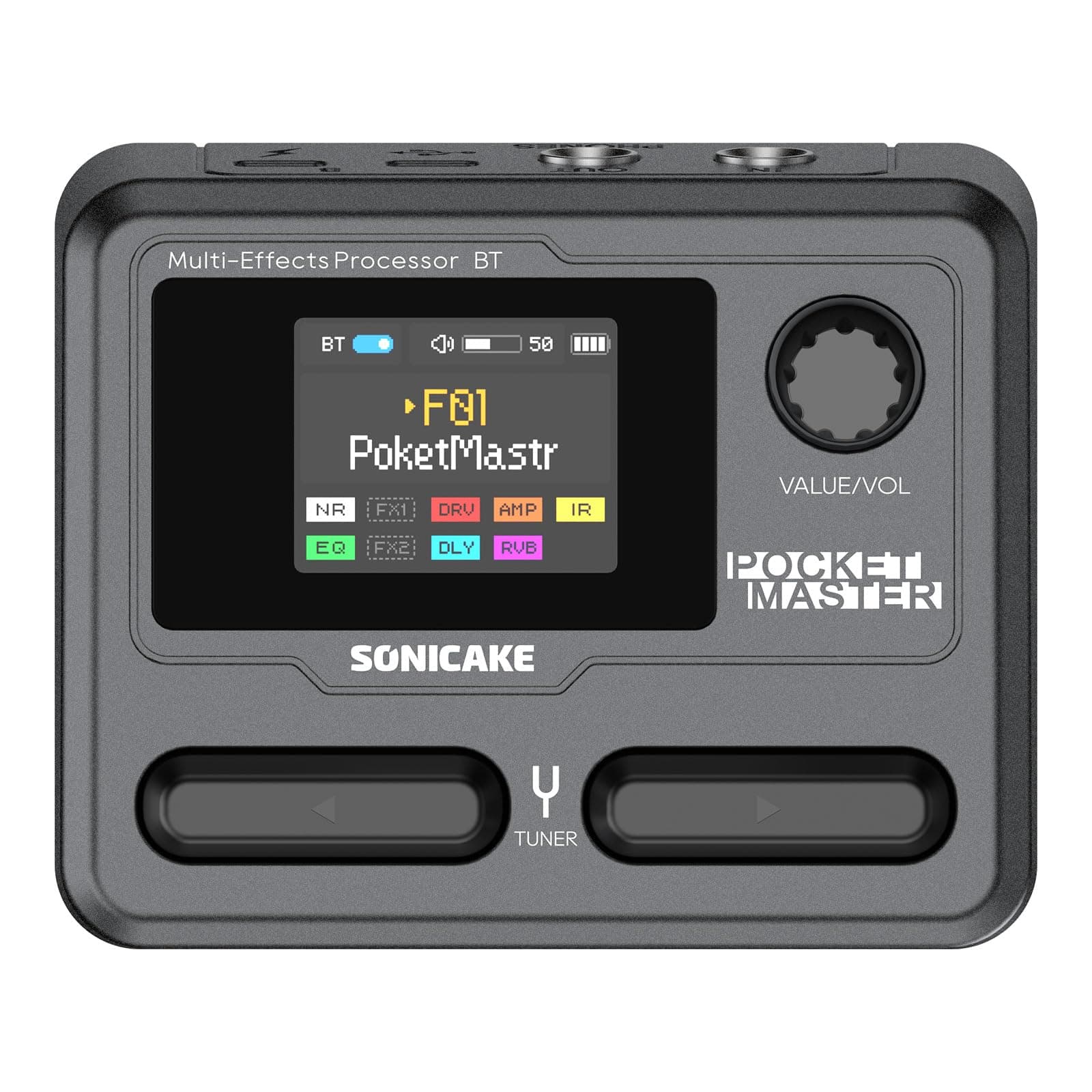 SONICAKE Pocket Master-Portable Multi Effects Pedal, 100+ Built-in Guitar/Bass/Acoustic Effects, Amp Modeling, IR Cabinets Simulation, Stereo OTG USB Audio Interface, Rechargeable Guitar Pedal (Black)