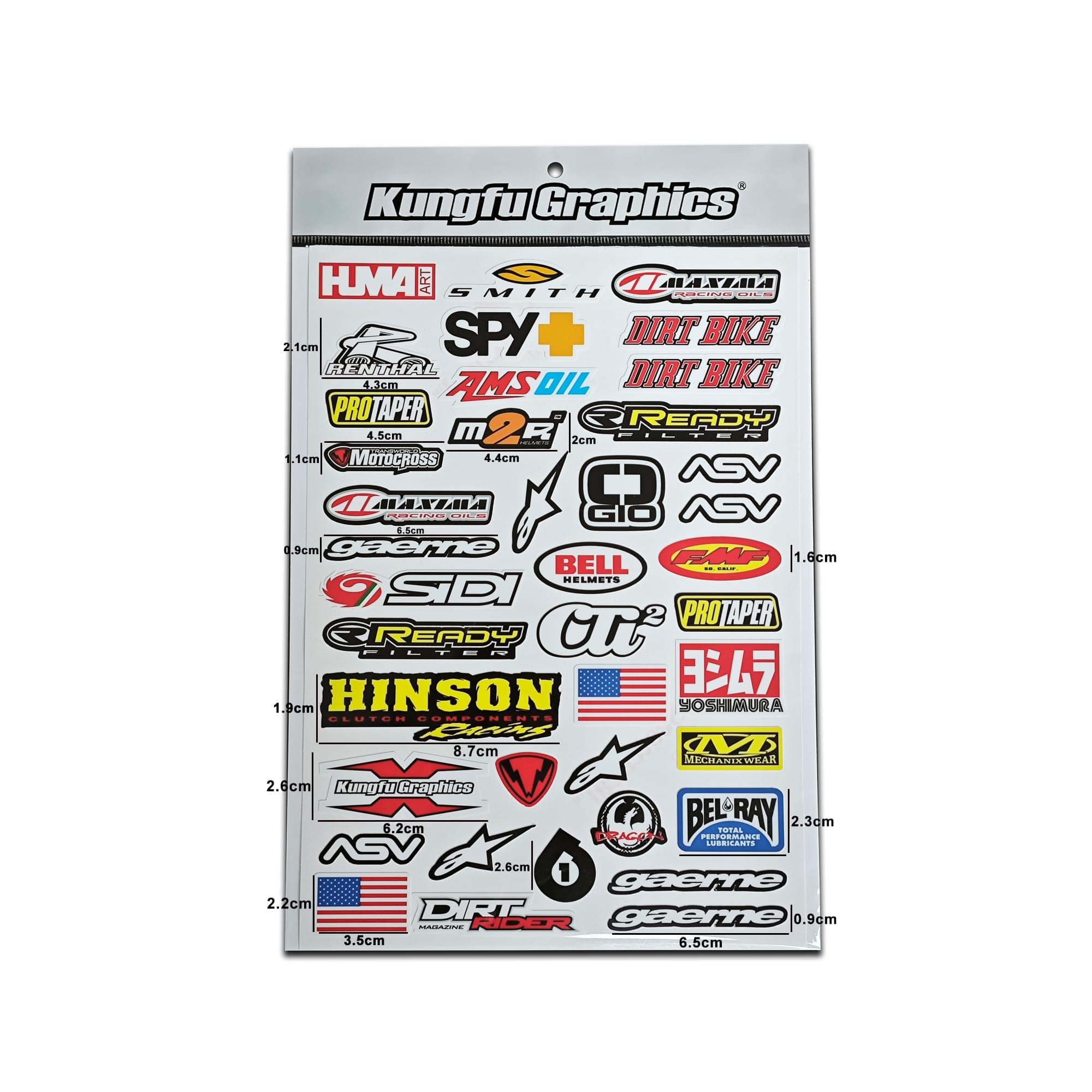 Kungfu Graphics Micro Sponsor Logo Racing Sticker Sheet Universal (7.2X 10.2 inch), White, MSS (7)