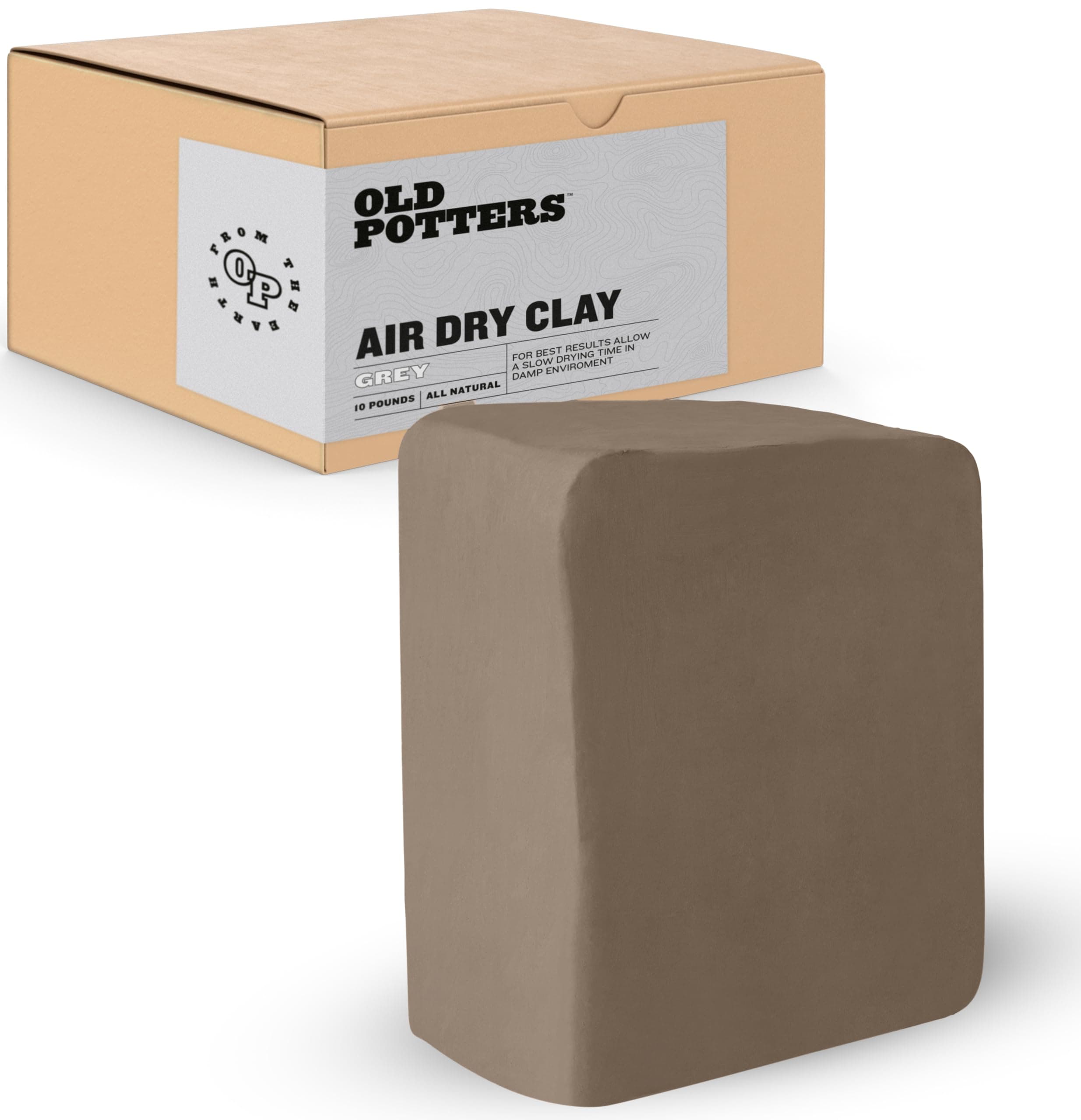 Old Potters Premium Air Dry Clay, Gray, 10 lbs, All Natural Modeling Clay.