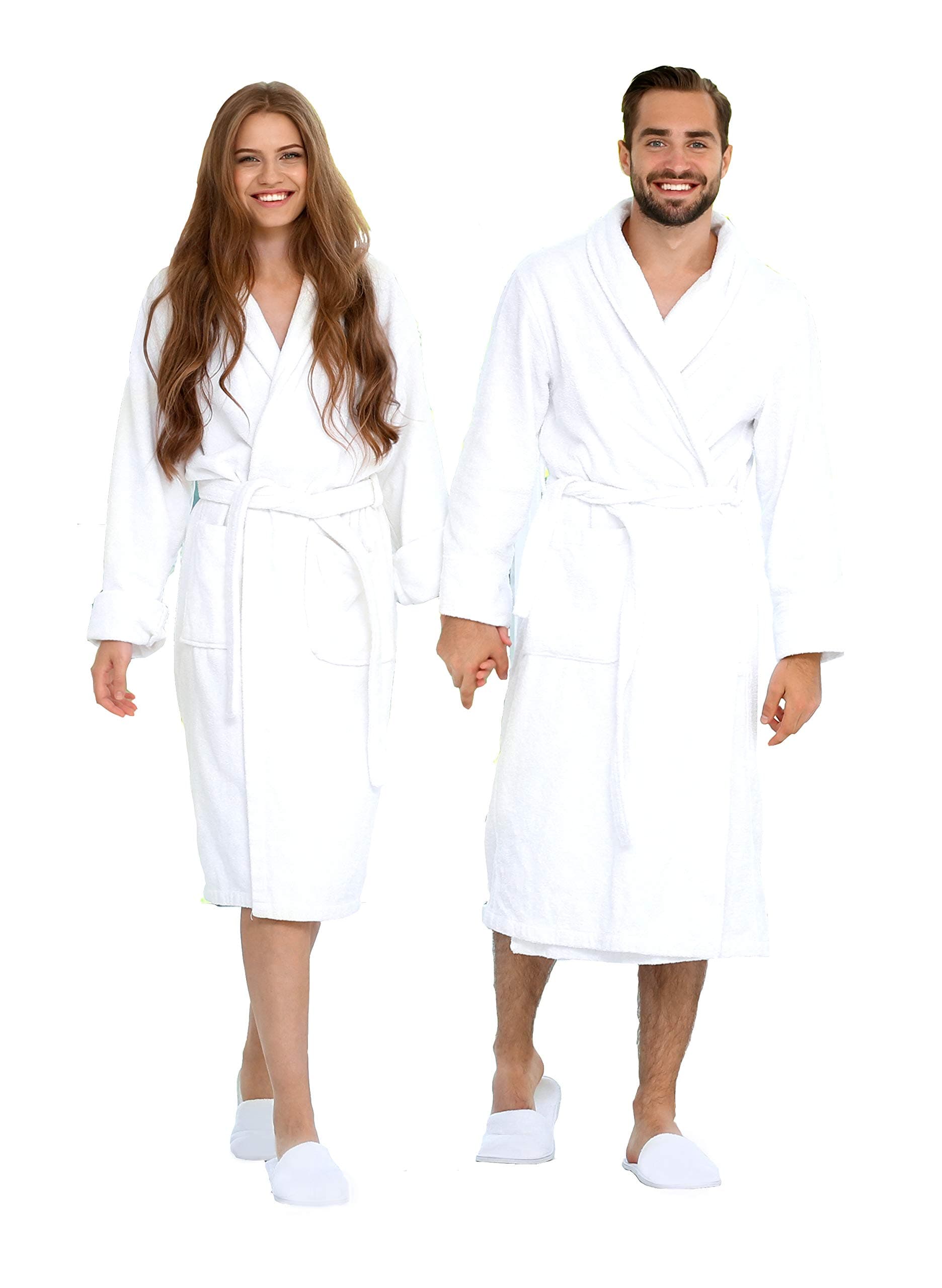 100% Cotton Terry Shawl Collar Bathrobe with Slippers