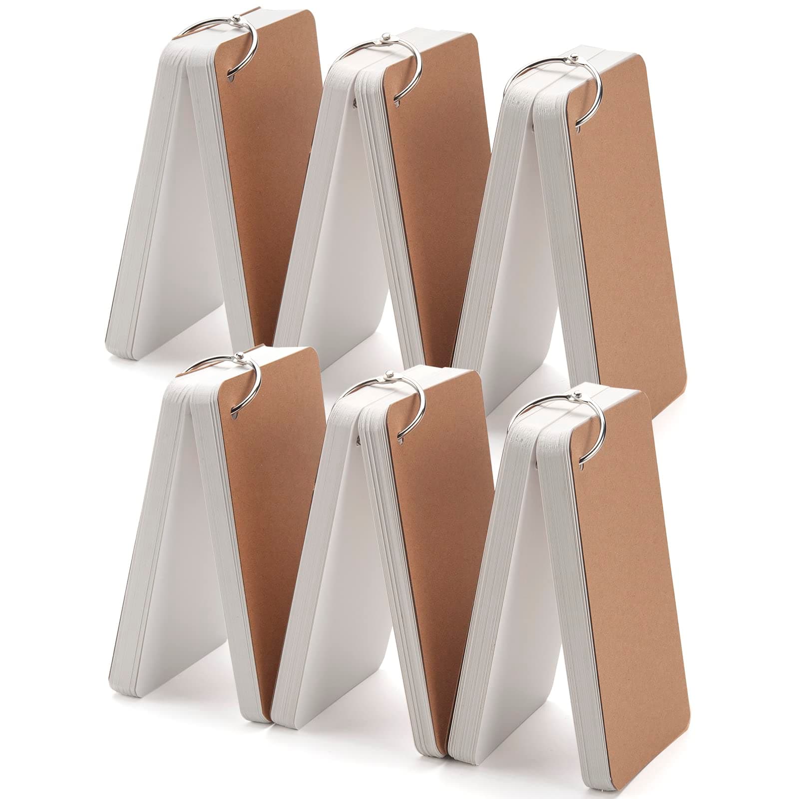 3x5 Blank Index Cards Study Flash Cards with Rings, 300PCS Rounded Hole-punched White Cardstock Heavy Weight Note Cards, Language FlashCards or Recipes DIY