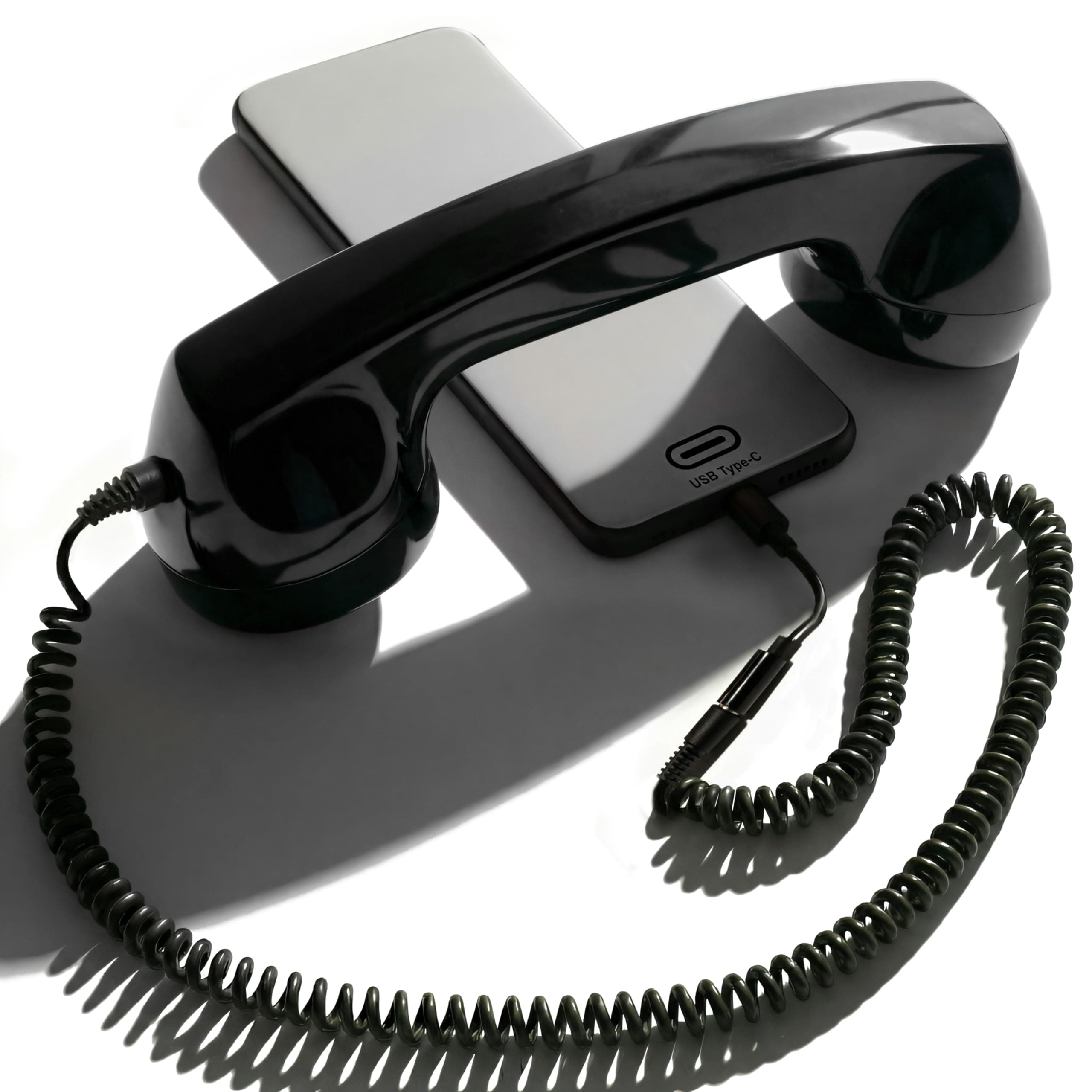 Opis 60s Micro - Retro Mobile Phone handset for Android Smartphones, Tablets, notebooks and Mobile Phones in The Shape of a Classic Telephone Receiver (Black)