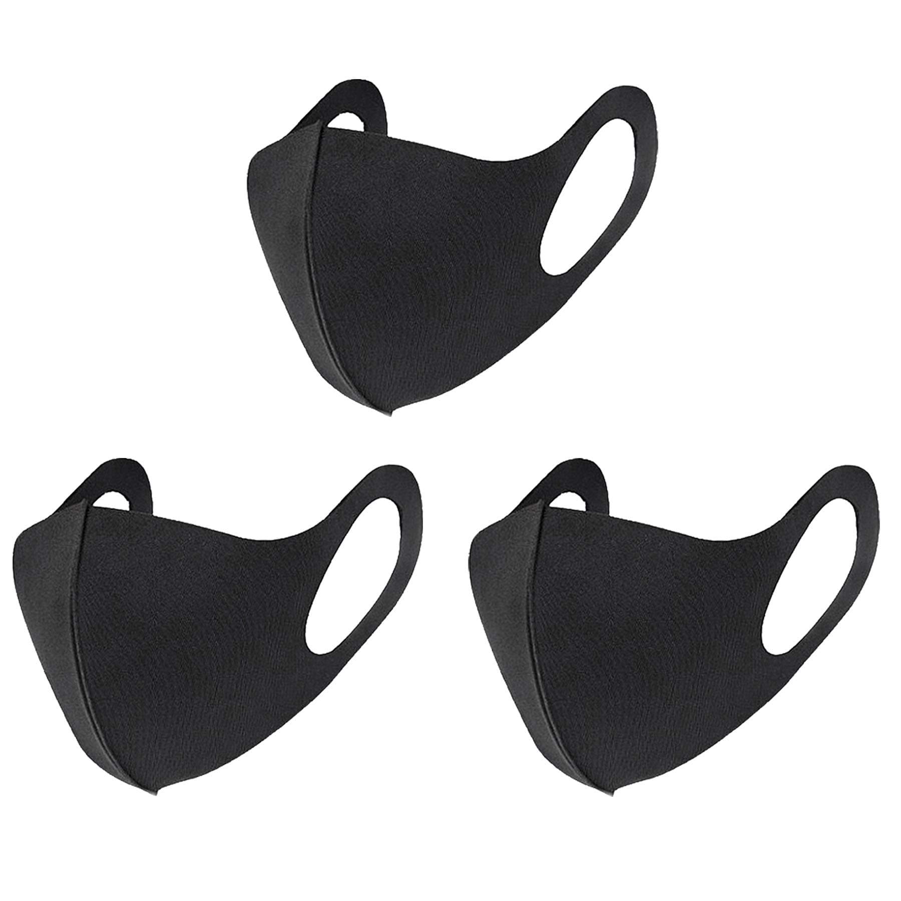 Polyester Face Mask Set (3 Pack,Black) Washable&Reusable Black Face Mask For Adults - Breathable&Lightweight Face Shield For Work,Sports,&Outdoors,Flexible Fit For Men,Women&Teens