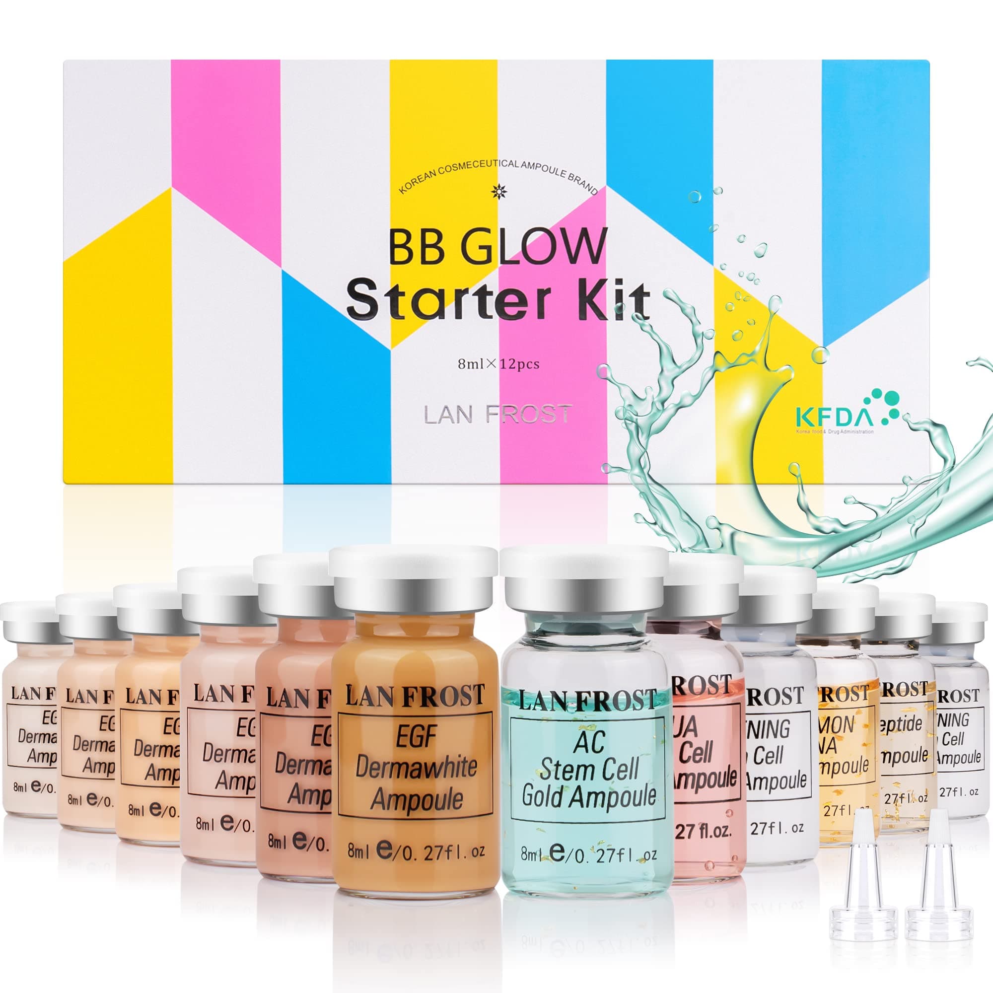 BB Glow Starter Kit Skin Treatment Starter Kit BB Glow Pigments and Vial Facial Serum Kit Hyaluronic Acid Ampoule and Essence Foundation Der Skin Care Serum (bb glow pigment + facial serum)