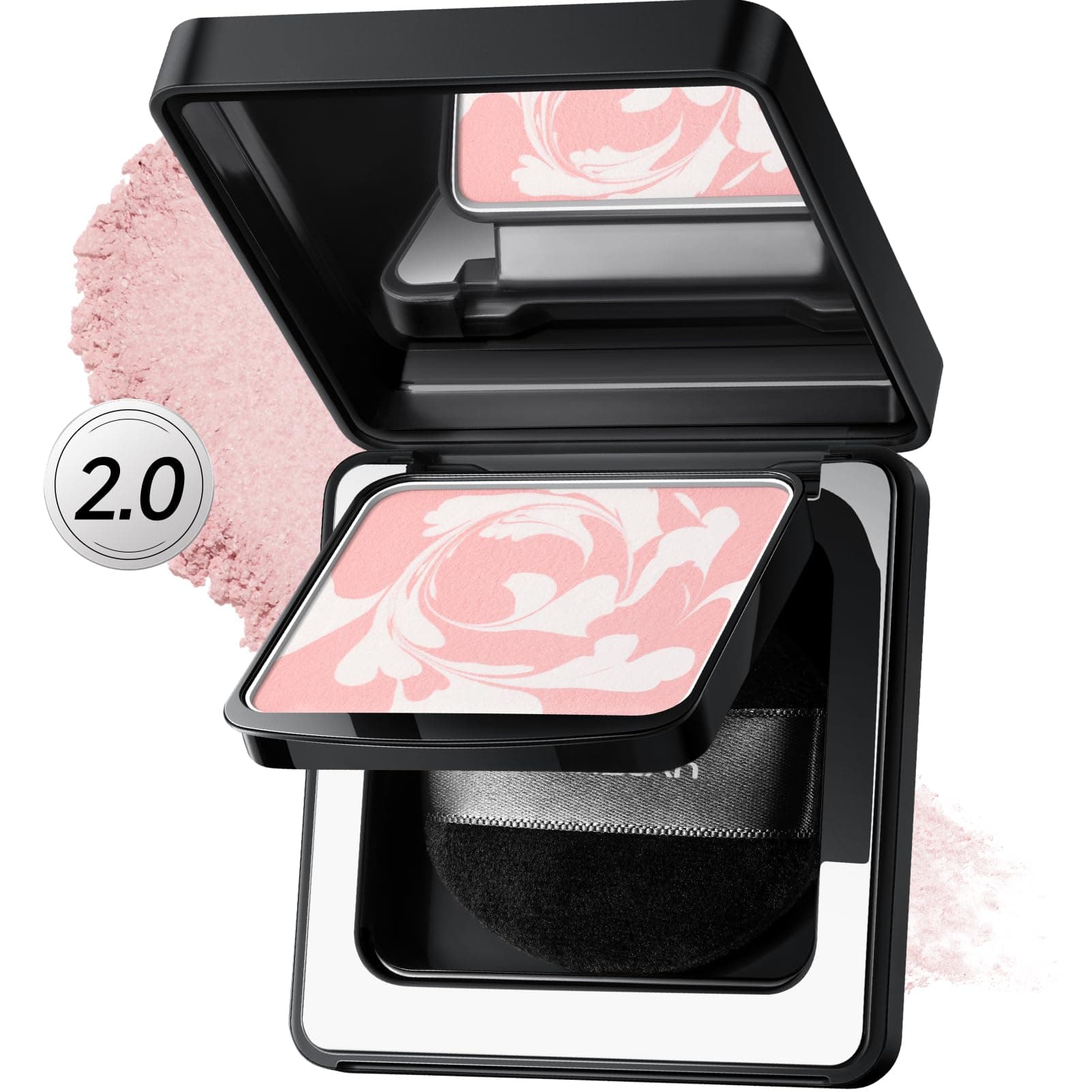 2.0 Black Magnet Soft Focus Powder, Waterproof Translucent Pressed Setting Powder, 24H Longlasting Talc-Free Face Powder, Oil Control Compact Makeup,01 Pink For Dry&Com Skin, 0.28Oz