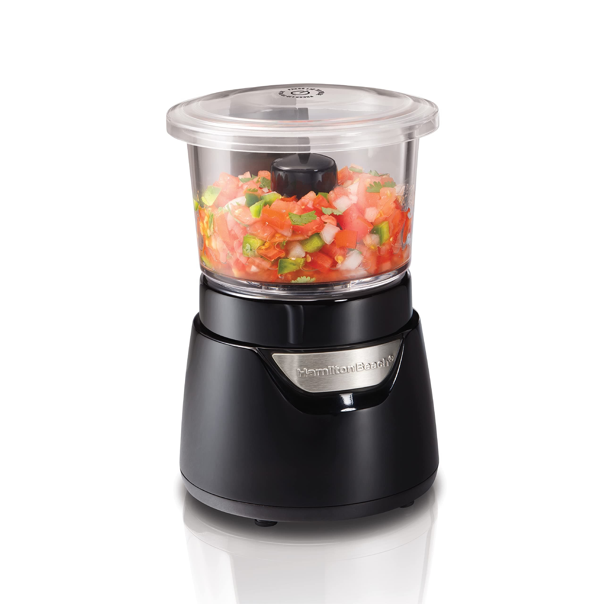 Stack & Press 175W Glass Bowl Chopper, 700ml, Black – Easy to Use Food Processor for Vegetables, Nuts, Sauces, Salsa & More – Durable Stainless Steel Blades - 72860-SAU