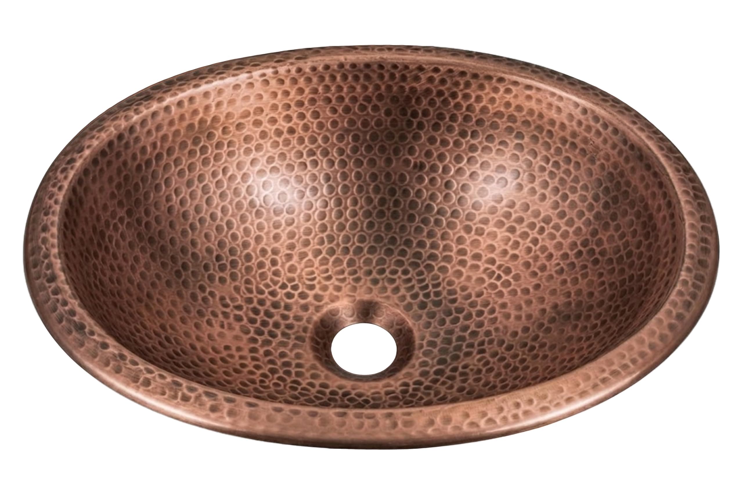 Monarch Abode Bathroom Sink – 17-Inch Oval Drop In Bathroom Sink, Top Mount Hand Hammered Pure Copper Vanity Sinks for Countertop, Powder Room, Guest Bath or Restroom, Drop in Sinks for Bathrooms