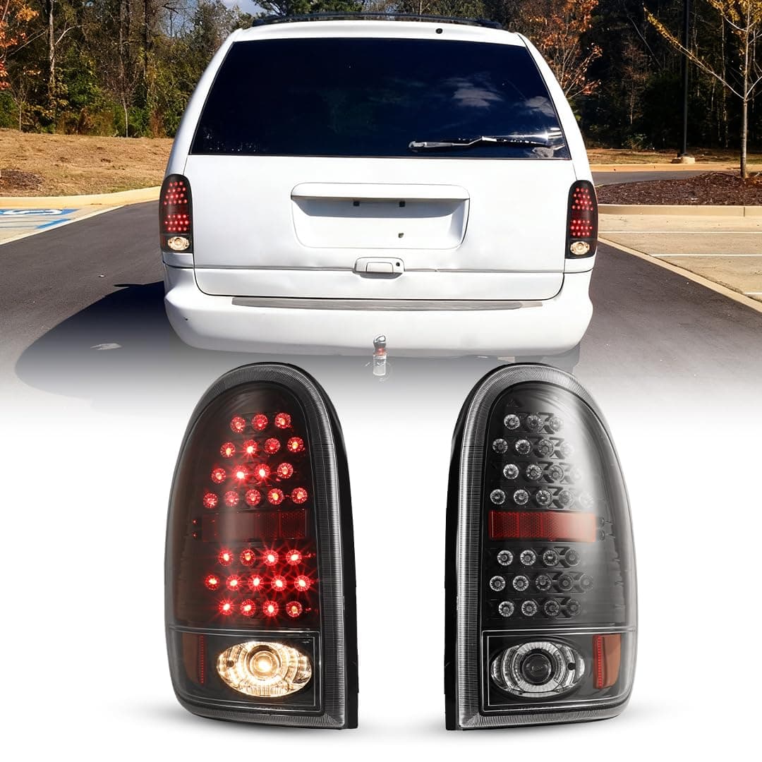 ROXX Led Tail Lights Assembly for 1996-2000 Dodge Caravan and 1998-2003 Dodge Durango, Taillights Pair for 1996-2000 Chrysler Town & Country, Rear Lights Replacements for 96-2000 Plymouth Voyager