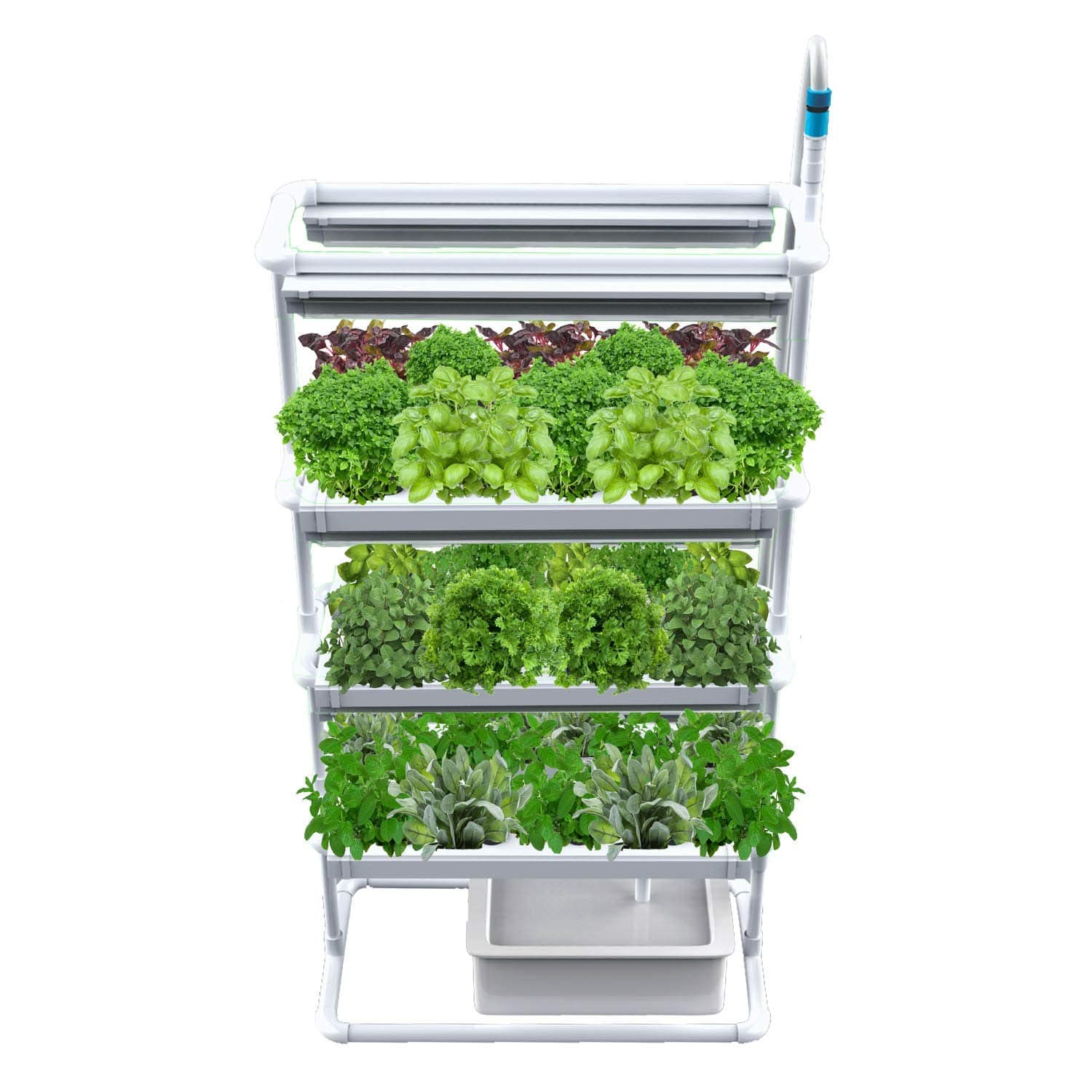Vertical NFT Hydroponics Growing System – Full Hydroponic Kit for Indoor-Garden Soilless Planting – Grow Family-Safe Veg, Herbs and Salads Fast – 6 LED Grow Light, Timer, Pump, Reservoir with 24 Pods