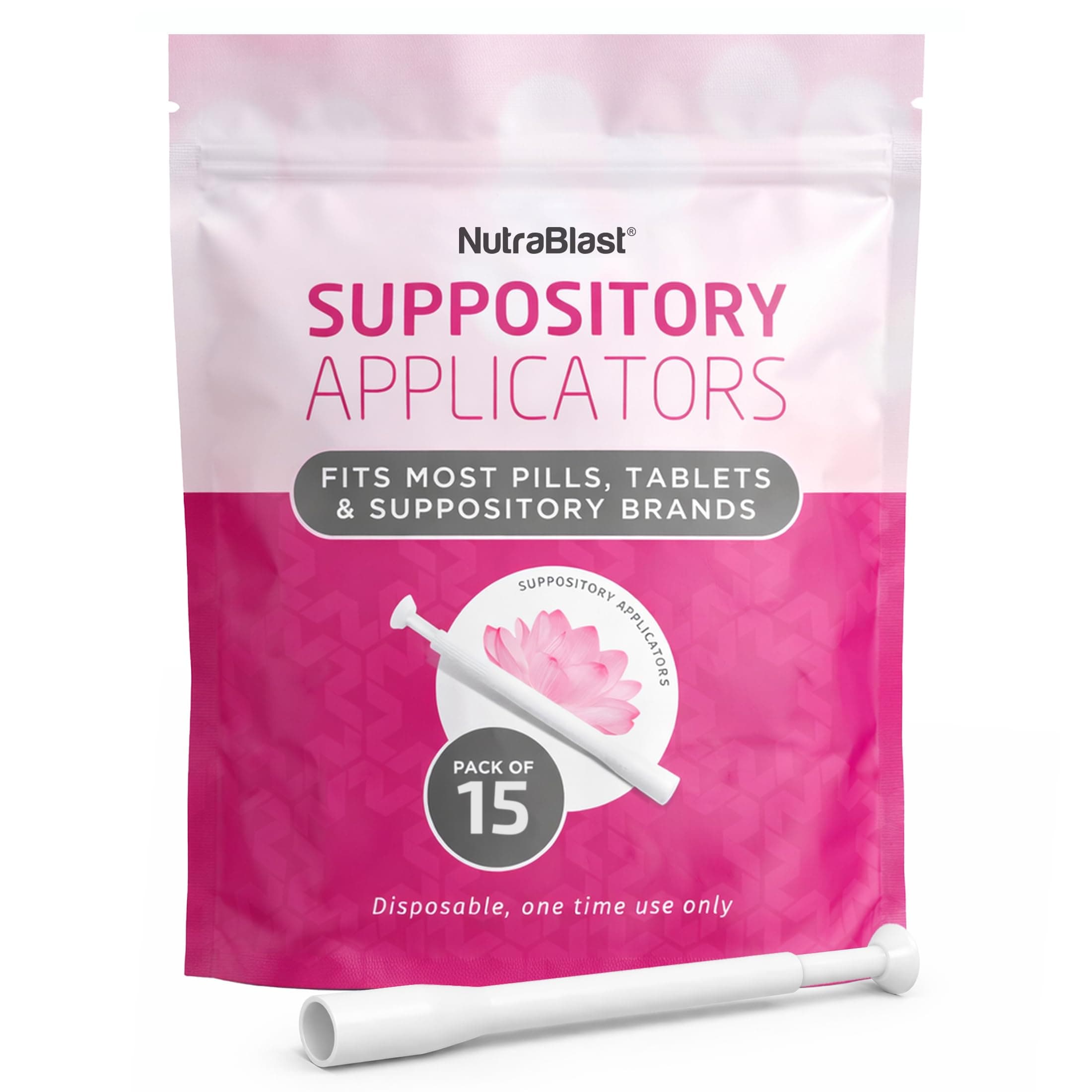 NutraBlast Disposable l Suppository Applicators (15-Pack) - Fits Most Brands, Pills, Tablets and Suppositories - Individually Wrapped
