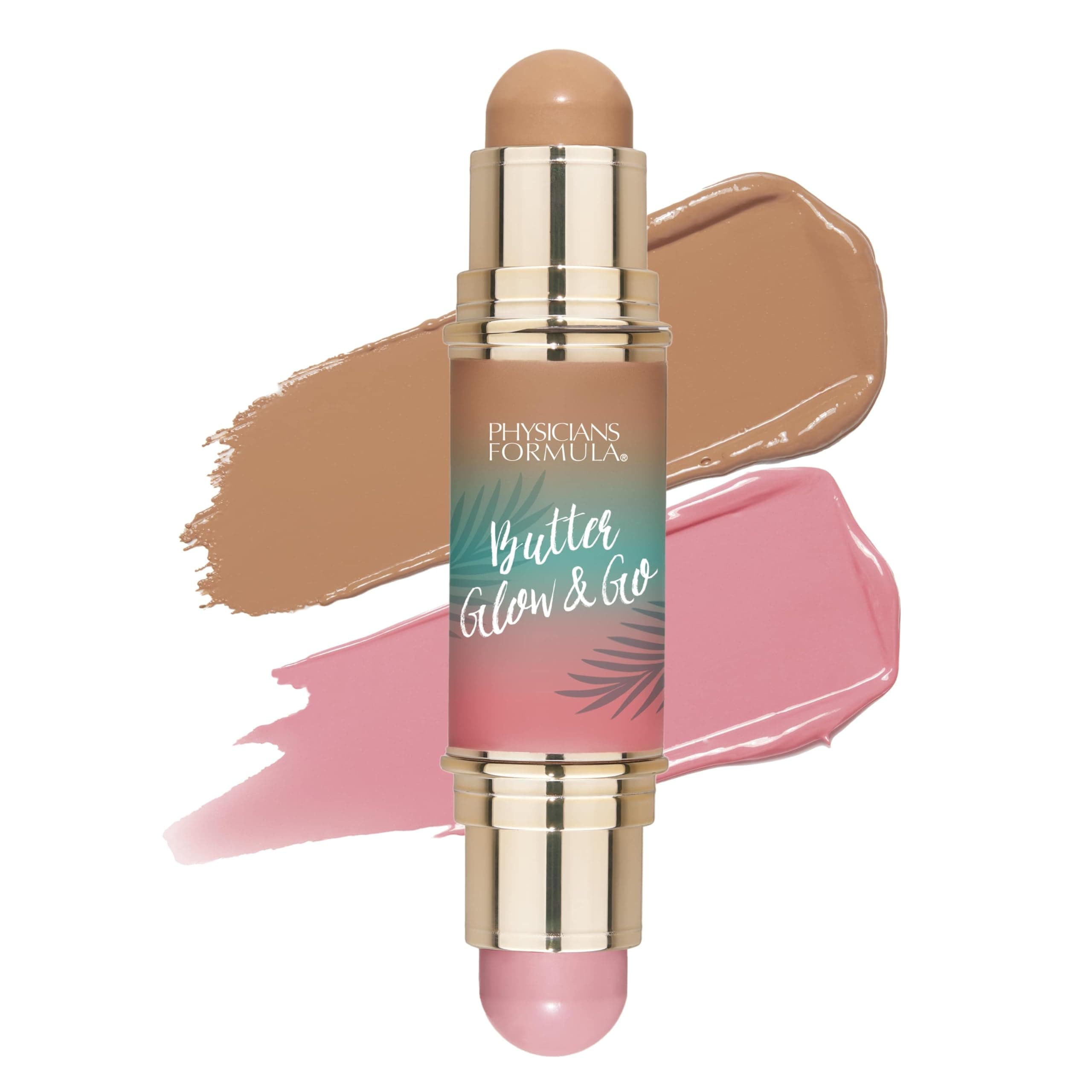 Physicians Formula Butter Glow & Go, Dual-Ended Multiuse Makeup Stick for Cheeks, Eyes and Lips, Complementary Shades for Bronzing, Contouring and Blush, Beachy Pink