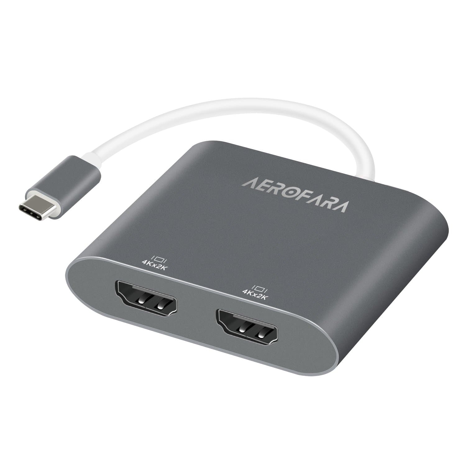 AEROFARA USB C Hub Type C Adapter With Dual HDMI 4K 30Hz UHD Splitter Adapter AV Converter for Macbook Pro, iMac 2017, Dell XPS 13, HP EliteBook Folio G1, Samsung Note9, Razer book