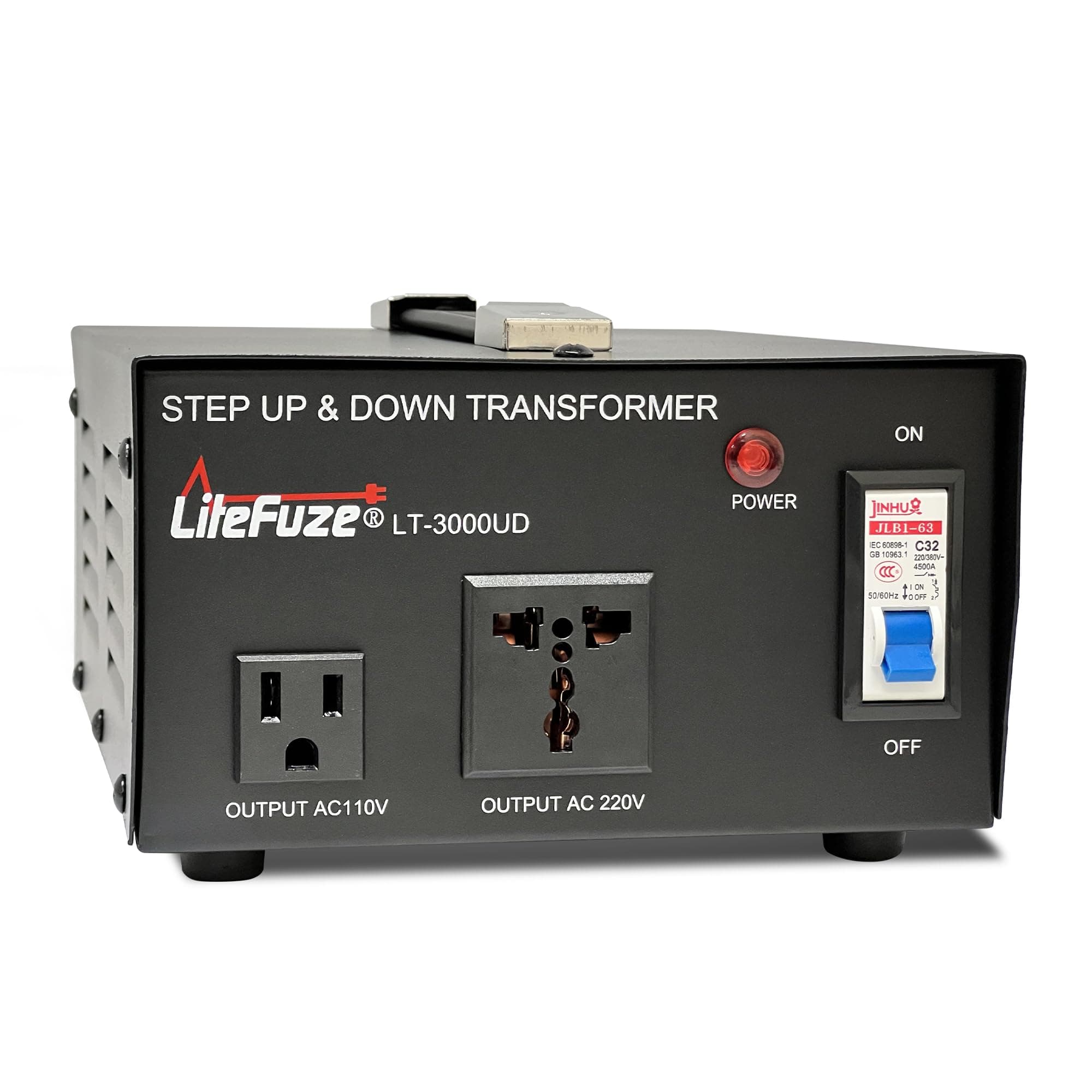 LiteFuze 3000 Watt Voltage Converter Transformer Step Up/Down - 110v to 220v / 220v to 110v Power Converter - Fully USA Grounded Cord - Universal Outlet Socket, CE Certified