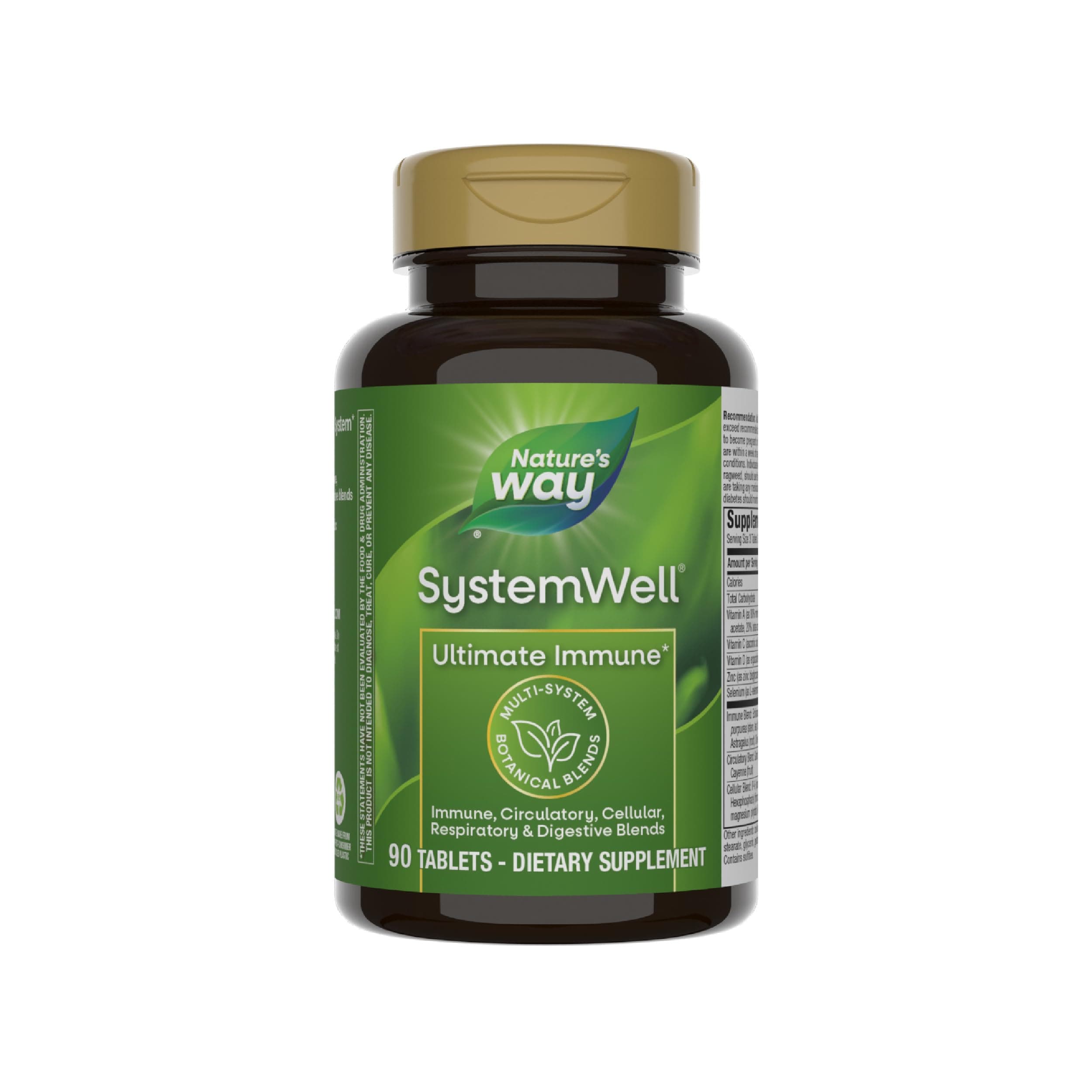 Nature's Way Systemwell Ultimate Immune* with Vitamins C, A, D, Zinc, and Selenium, Multi-System Botanical Blends Including Immune, Respiratory, Digestive & Circulatory, 90 Tablets