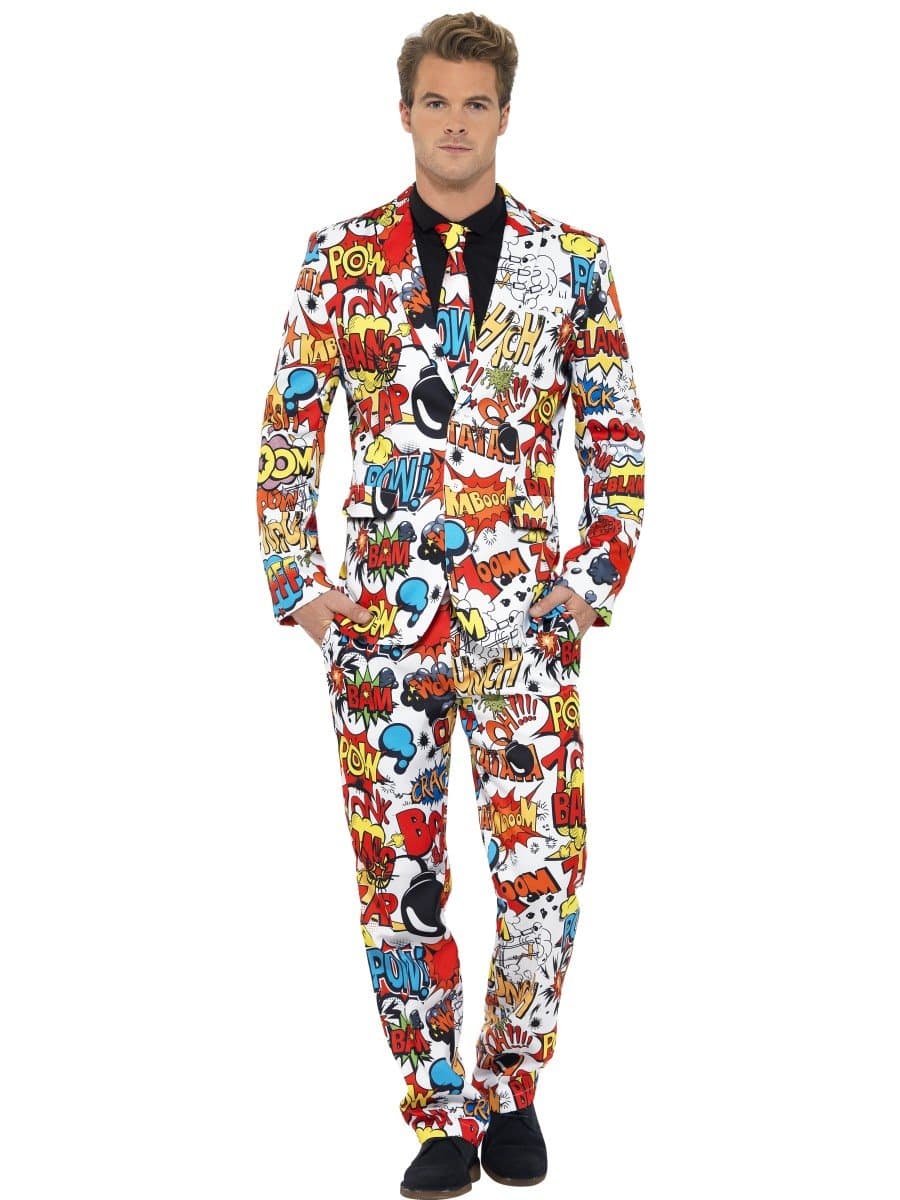 Smiffys Comic Strip Suit, Red/White, Medium, 43526M