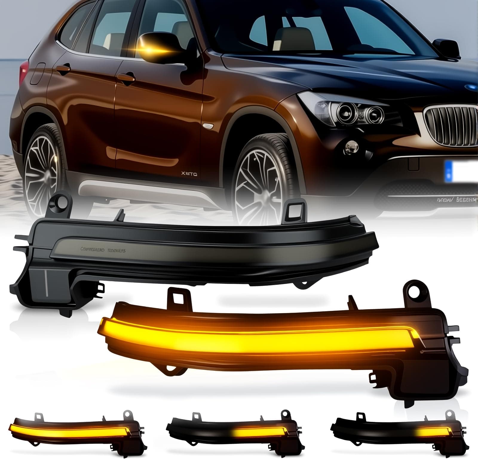 Dynamic LED Side Mirror Sequential Turn Signal Lights Smoked Lens for BMW 1 2 3 4 Series F20 F21 F22 F23 F87 F30 F31 F34 F35 F80 F32 F33 F36 X1 E84 i3, Side Marker Blinkers Mirror Light Lamp