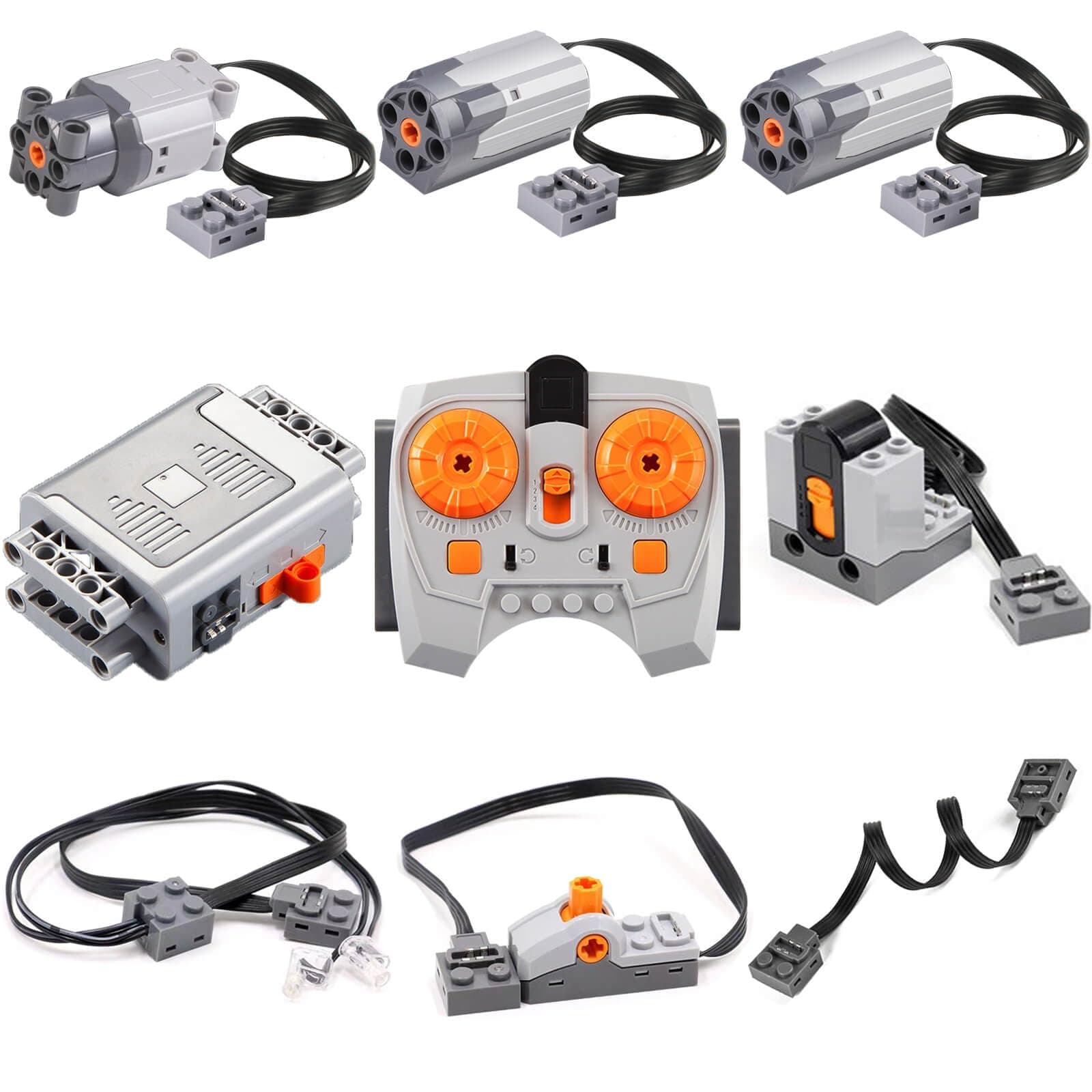Motor Kit Compatible with Lego: Power Functions Technic Remote Control Set with Battery Box Engine Parts Motor Controller Steering Servo Motor Block Motor Gears Starter (9 in 1 Set)