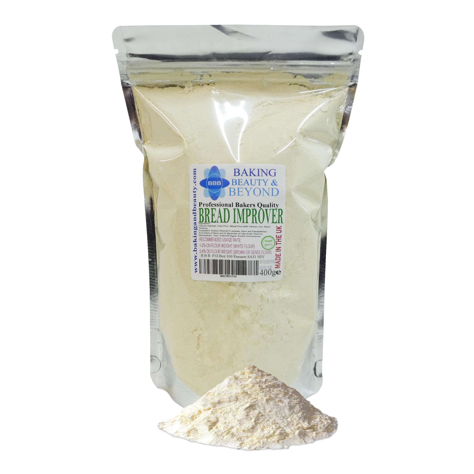 Baking Beauty and Beyond Professional Mix Improver Powder for Bread - Dough Enhancer for Bread, Grain Dough Conditioner Strengthens Starch and Improves Texture of All Flours, 400g