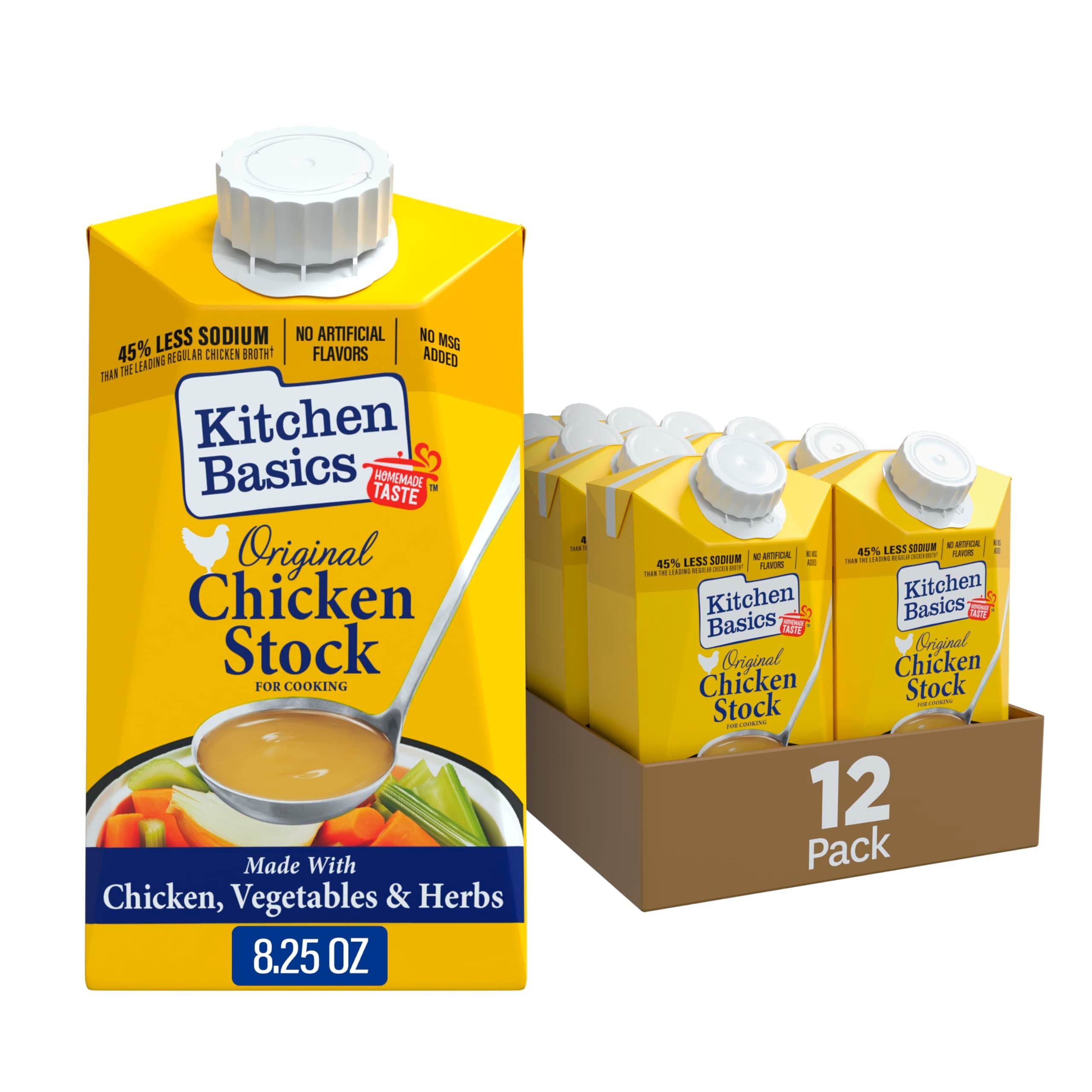 Kitchen Basics Original Chicken Stock, 8.25 oz Carton (Pack of 12) Pantry Staple for Homemade Recipes, Perfect for Gravy or Side Dishes