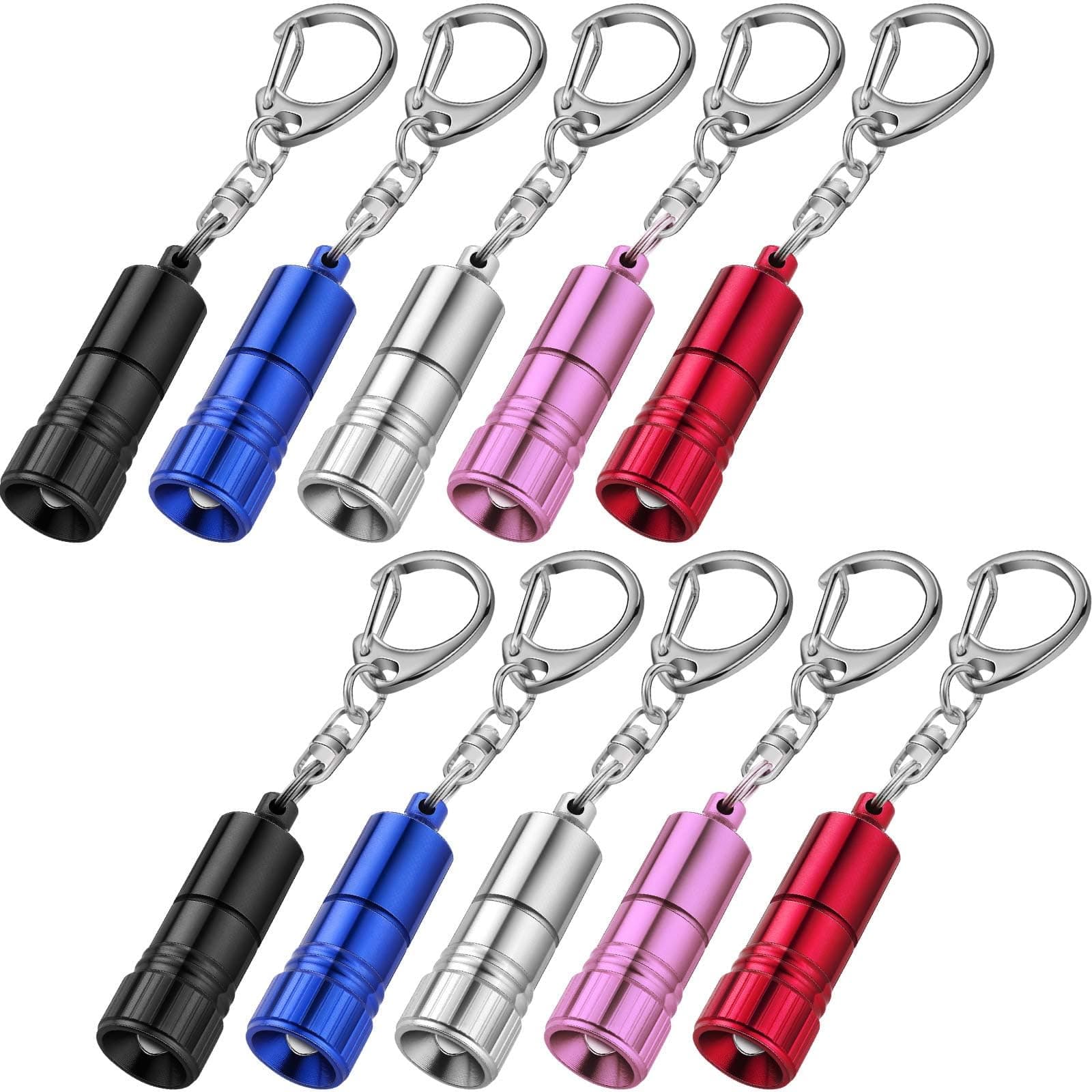 Mini Led Flashlight Keychain, Portable Bright Flashlight Keychain Ring Light Torch with Hook, Super High Cost Performance Mini Electric Torch Battery Operated, for Camping Party Favors (10 Pieces)