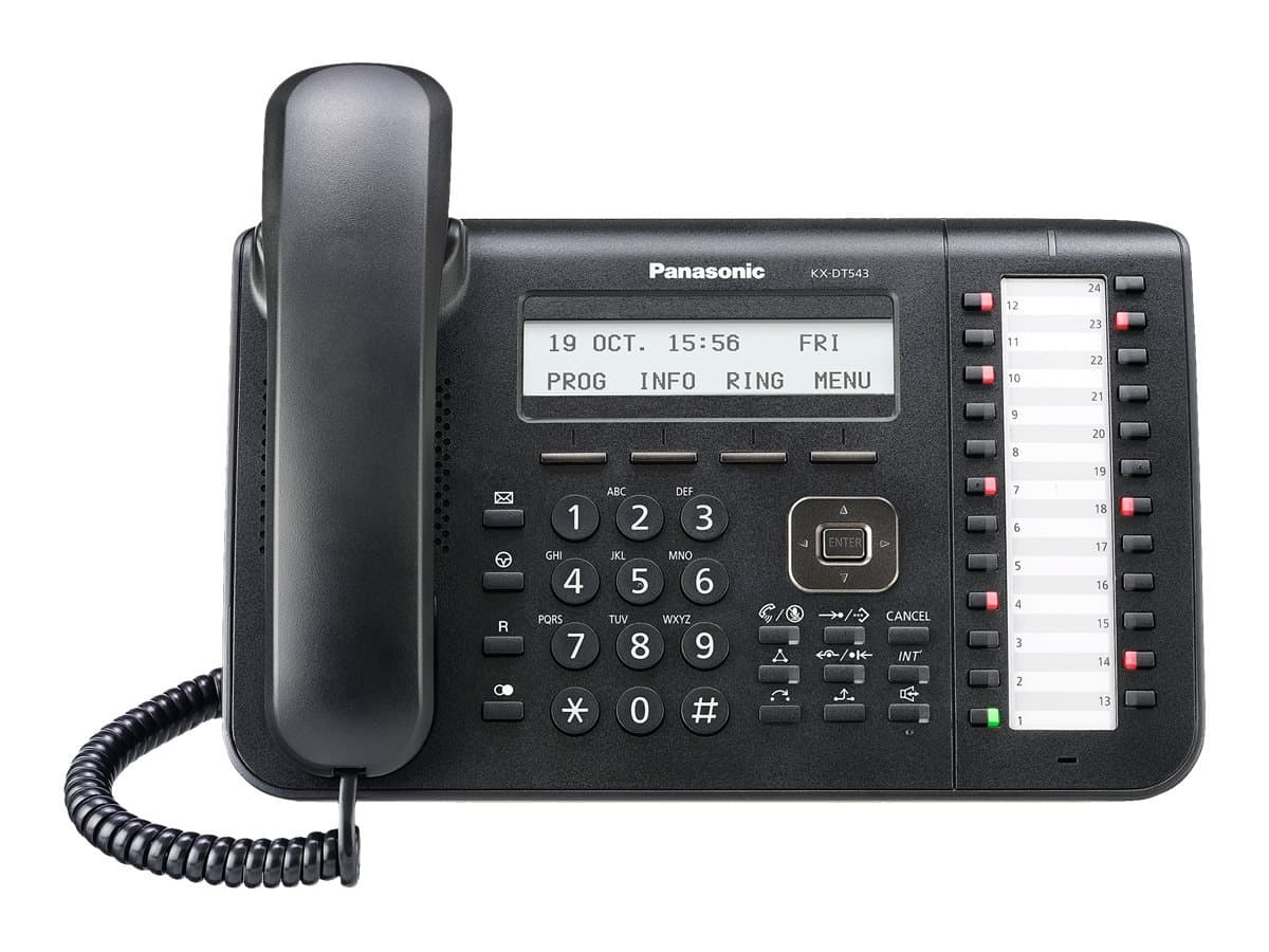 Phone Black Digital 3-line LCD, with Backlight, 24 CO Key, Full Duplex SP-Phone, with Built in EHS KX-DT543