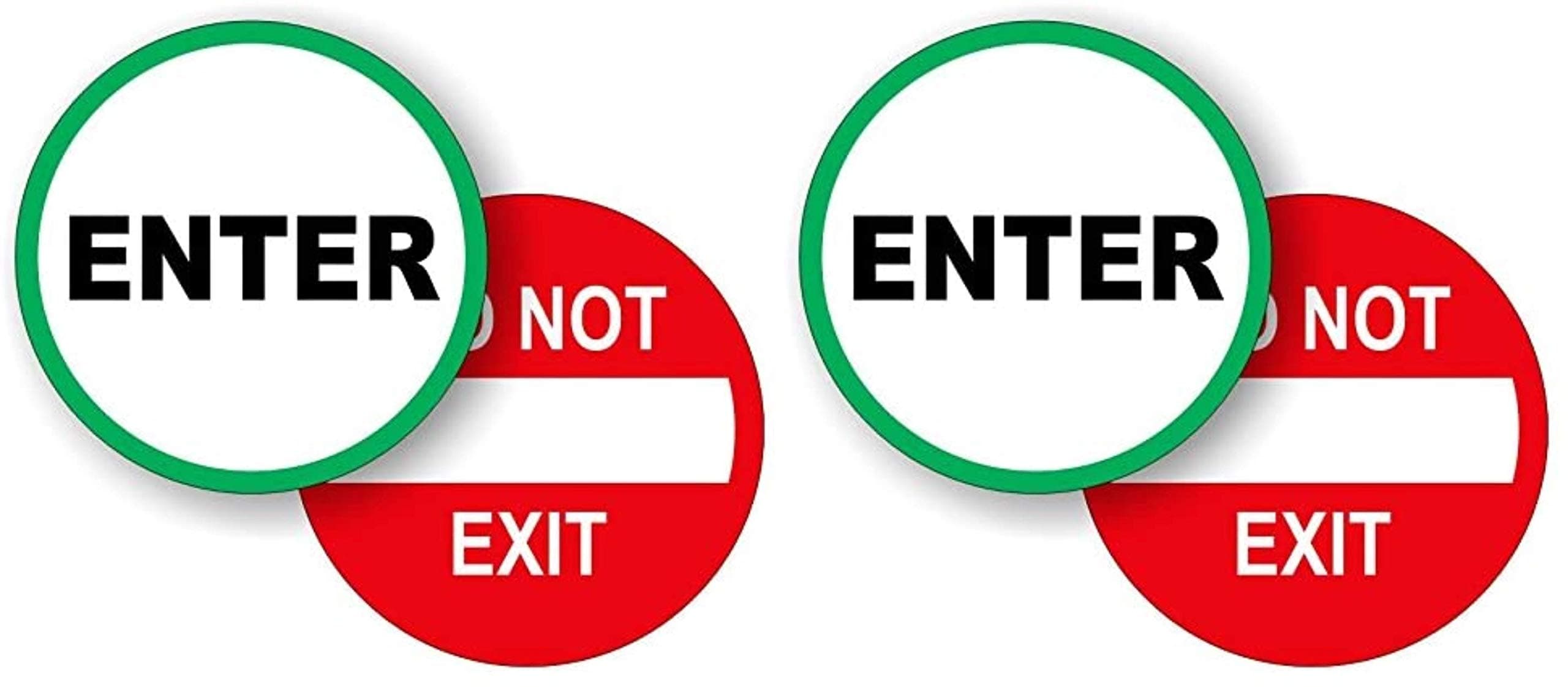 (2 Pair - 4 pcs) 5-inch Round Enter and DO NOT EXIT Vinyl Door Decals | Weatherproof Stickers | Glass Entry Labels Handicap Automatic Door Business Home Office Retail Store Signs