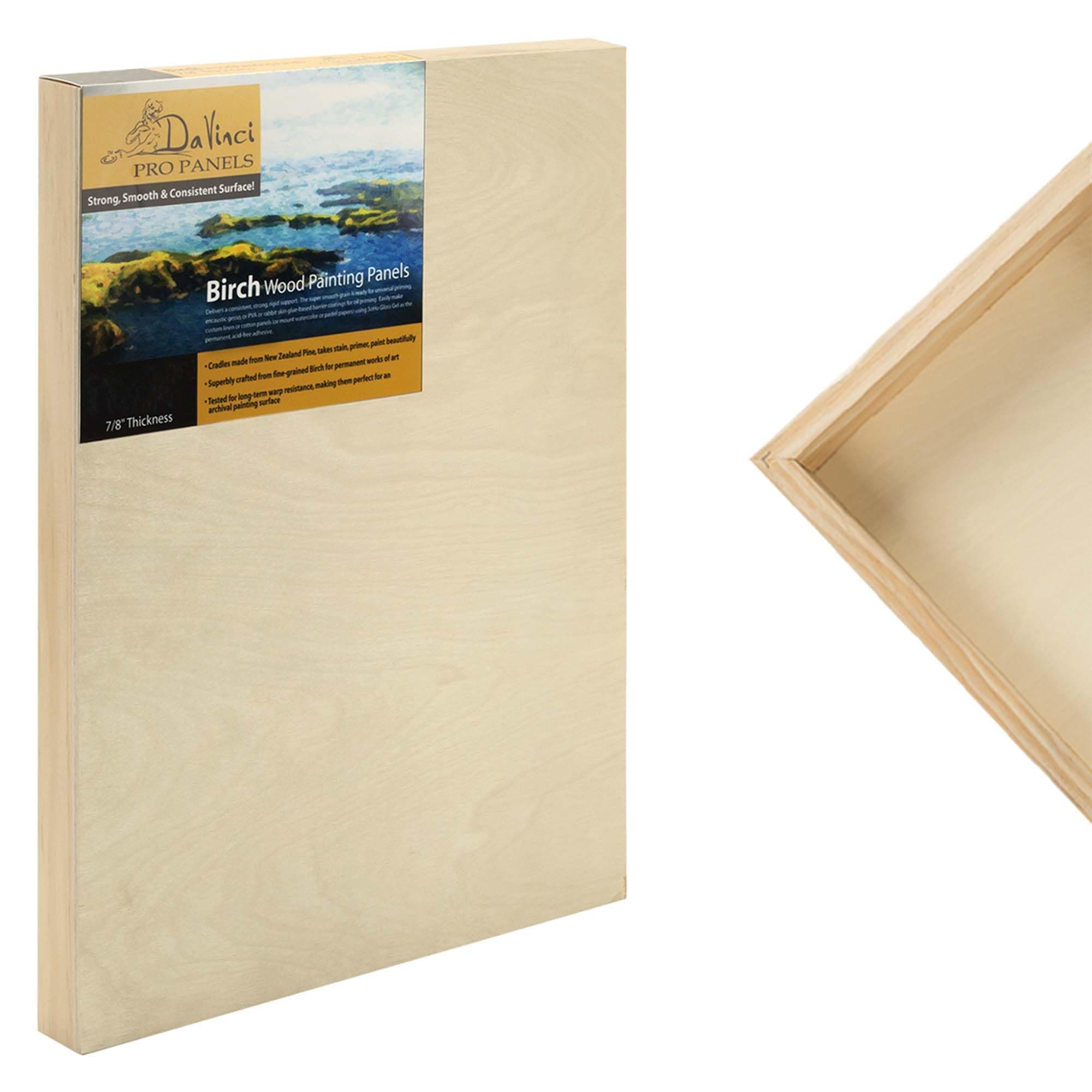 Da Vinci Pro Birch Wood Panel 7/8" Deep – 11x14 Single Panel - Fine Textured, Warp Resistant, Lightweight & Rigid – Perfect for Mounting Sanded Pastel or Watercolor Paper, Linen or Canvas