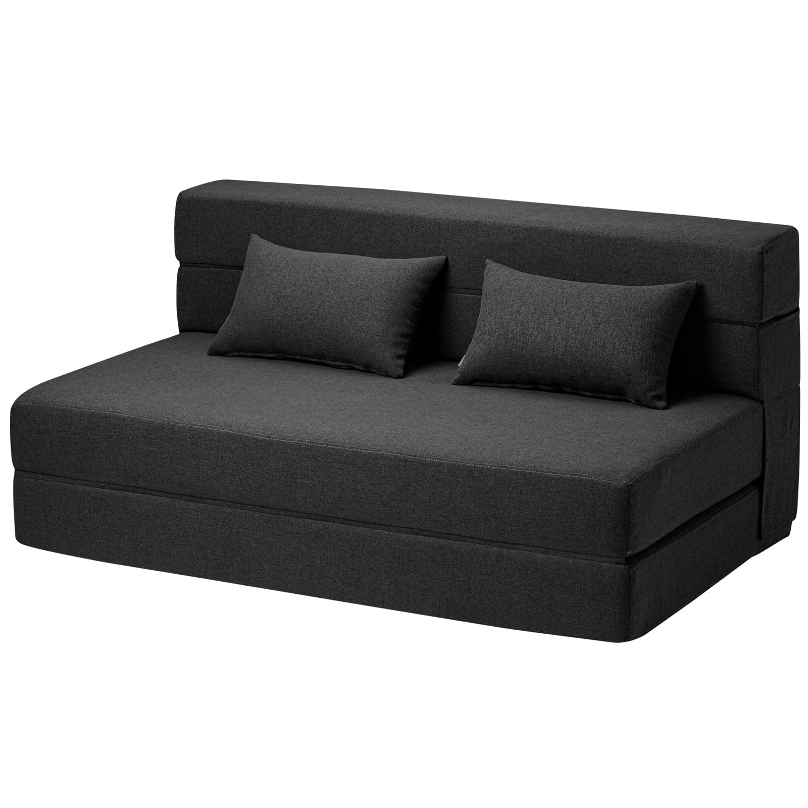 Folding Sofa Bed with Pillows- Convertible Chair Floor Couch & Sleeping Mattress, Foldable Memory Foam Sleeper for Living Room/Dorm/Guest Room/Home Office/Apartment/Loft, Full, Dark Gray