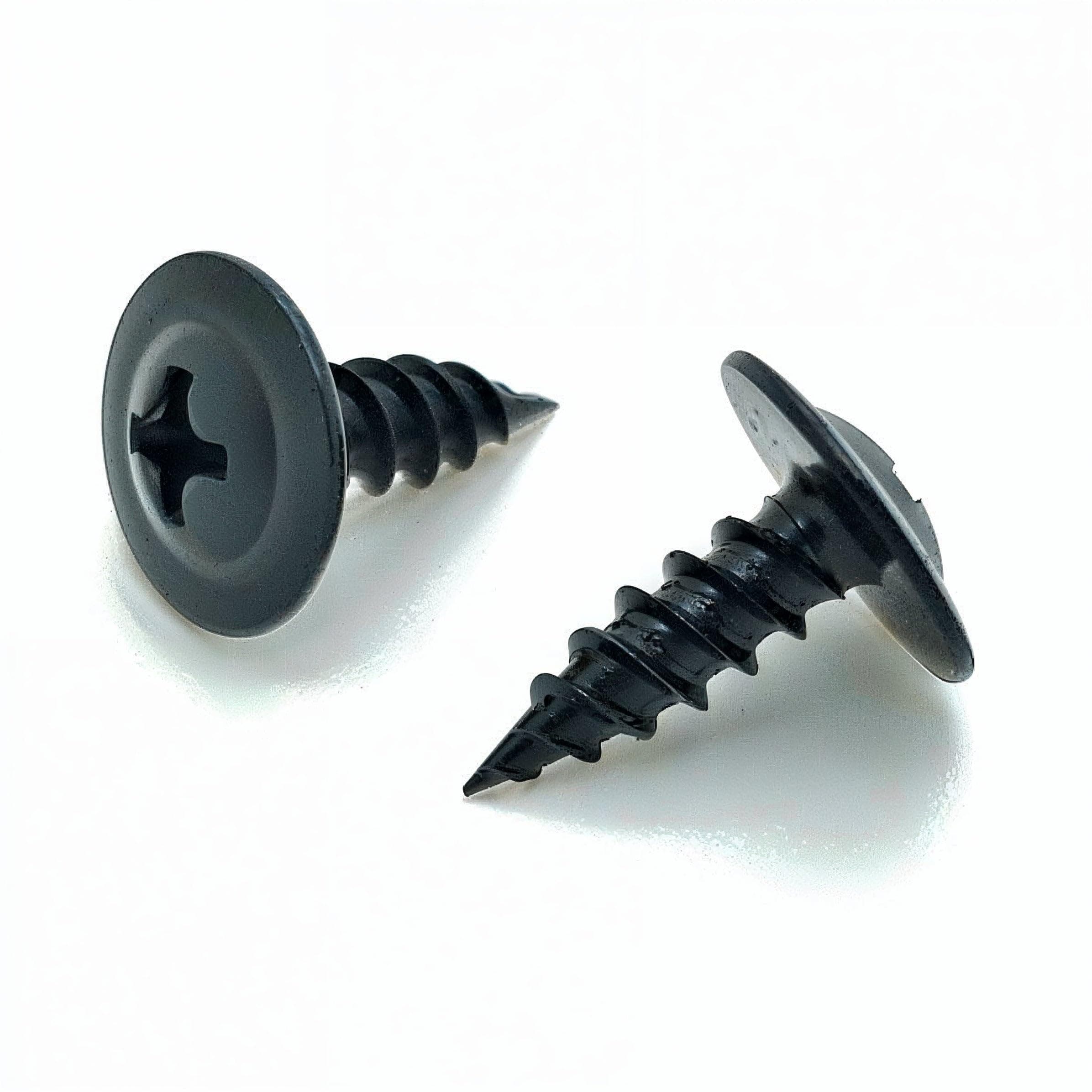 BCP Fasteners #8 x 1/2", 100 Qty Phillips Small Black Modified Truss Head Screws, Deep Thread Sharp Point, Carbon Steel Black Phosphate Coated Self-Tapping Screws for Wood & Metal BCP1077