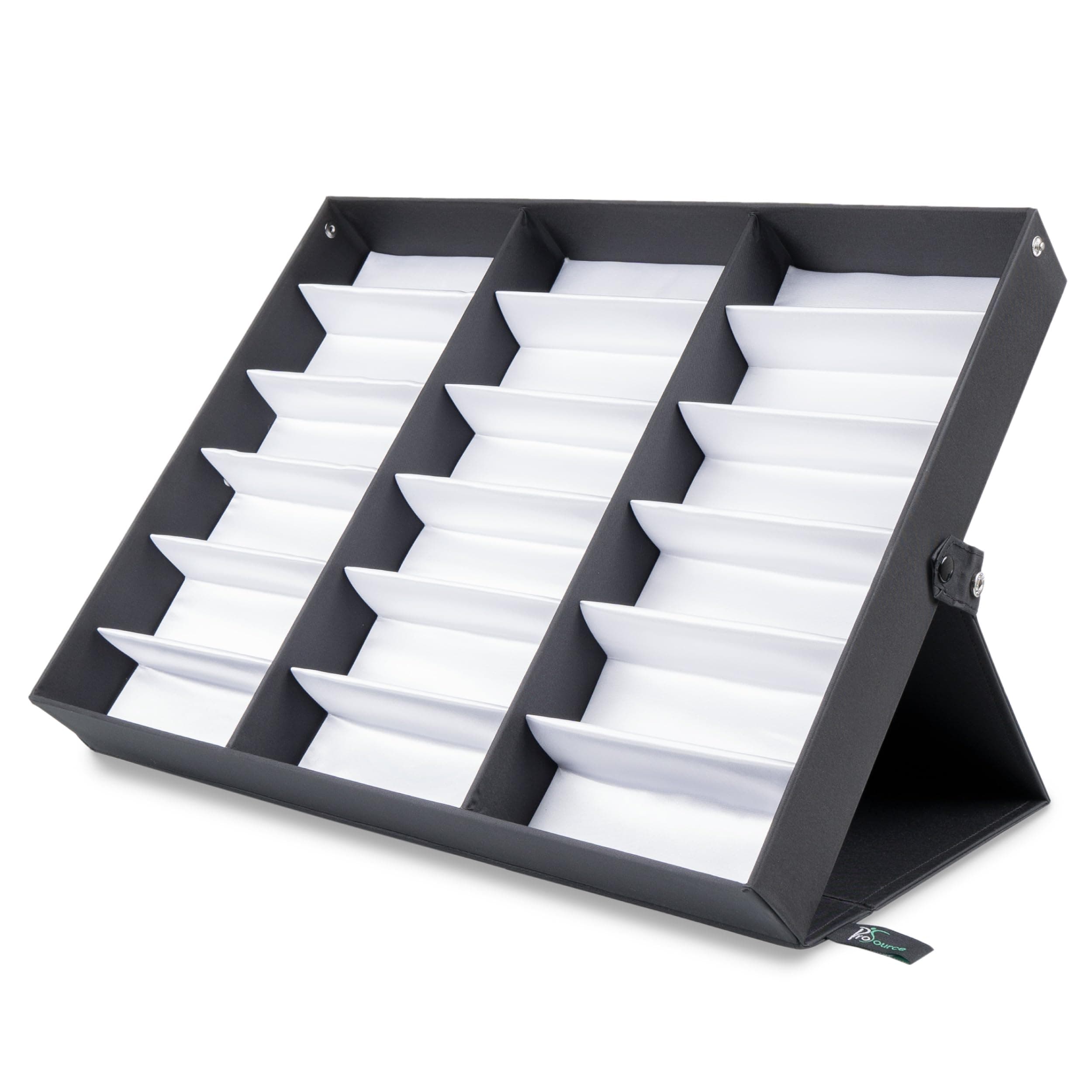 18 Slot Sunglasses Organizer Box Stand Display Case/Tray, Fabric Lined & Snap Close