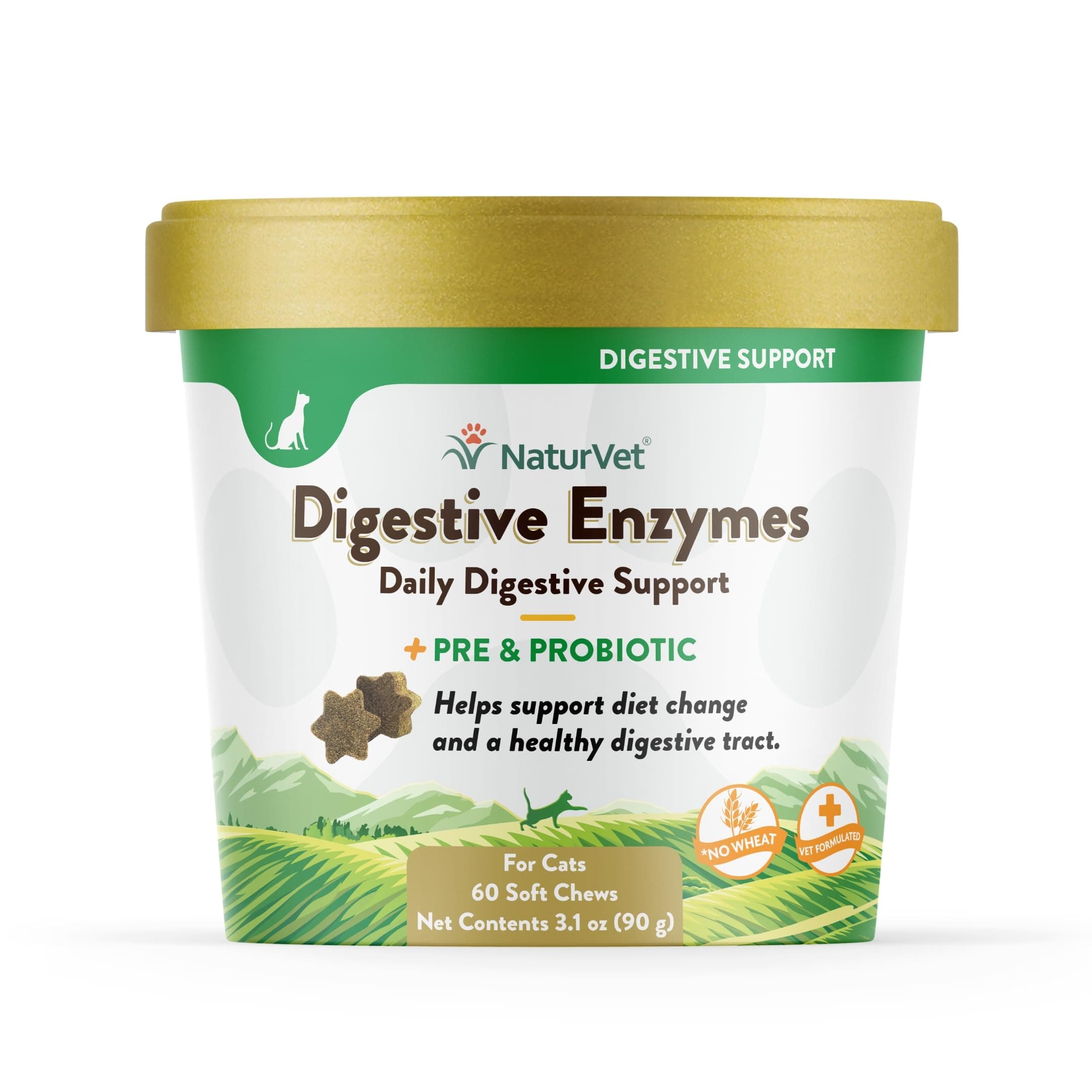 Digestive Enzymes for Cats Plus Probiotics – 60 Soft Chews – Helps Support Diet Change & A Healthy Digestive Tract – Aids in The Absorption of Vitamins & Minerals – 30 Day Supply