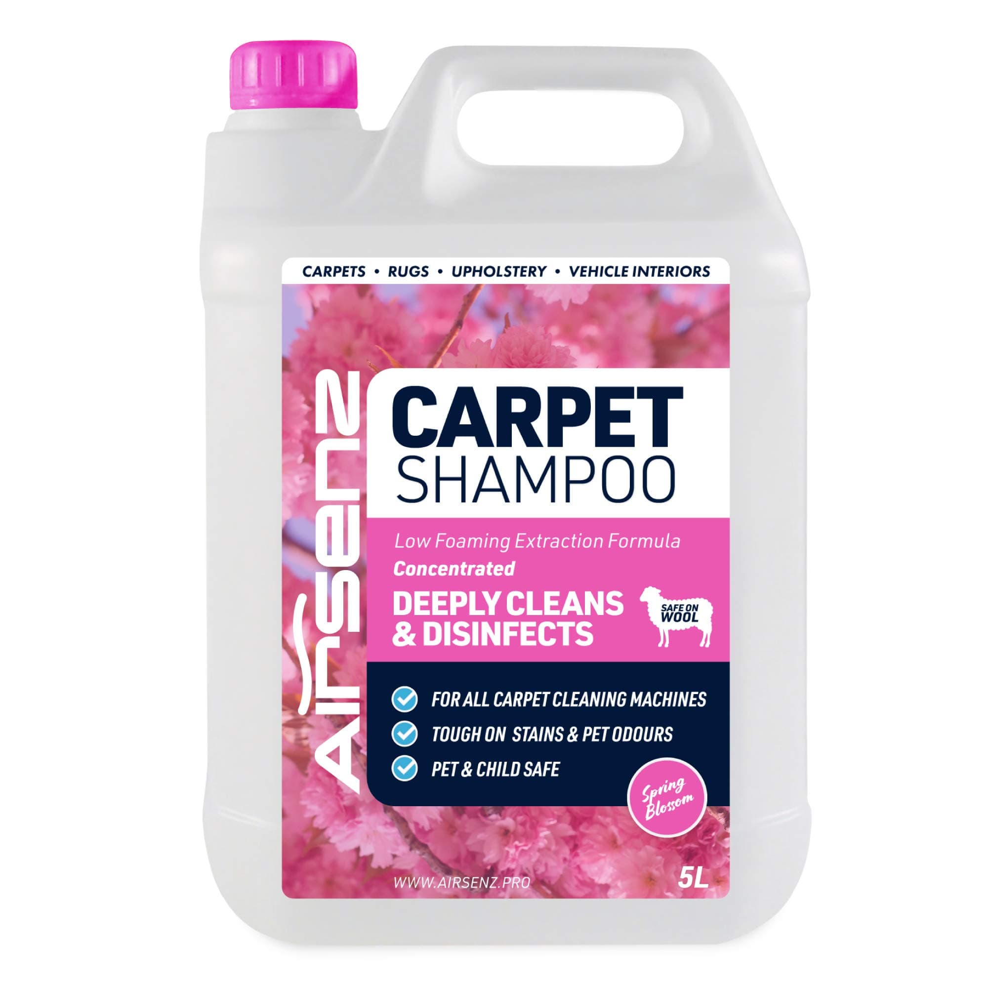 Professional Carpet Shampoo - Low Foaming Extraction Formula Suitable For All Carpet Cleaning Machines (Spring Blossom, 5L)