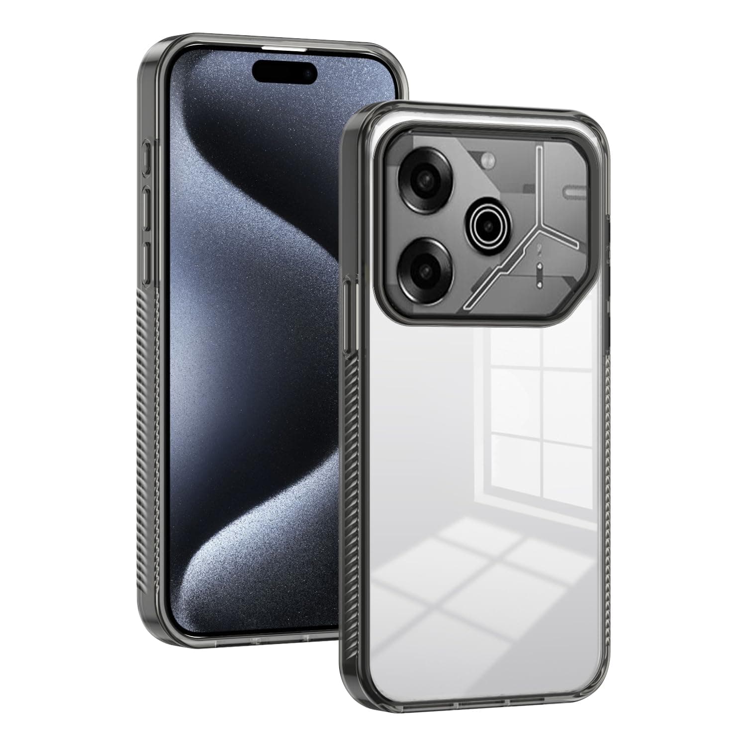 Compatible with Tecno Pova 6 Case,Compatible with Tecno Pova 6 Pro 5G LI9 Transparent Hard Acrylic pc Hard Back Plate Shockproof Protective Case Black
