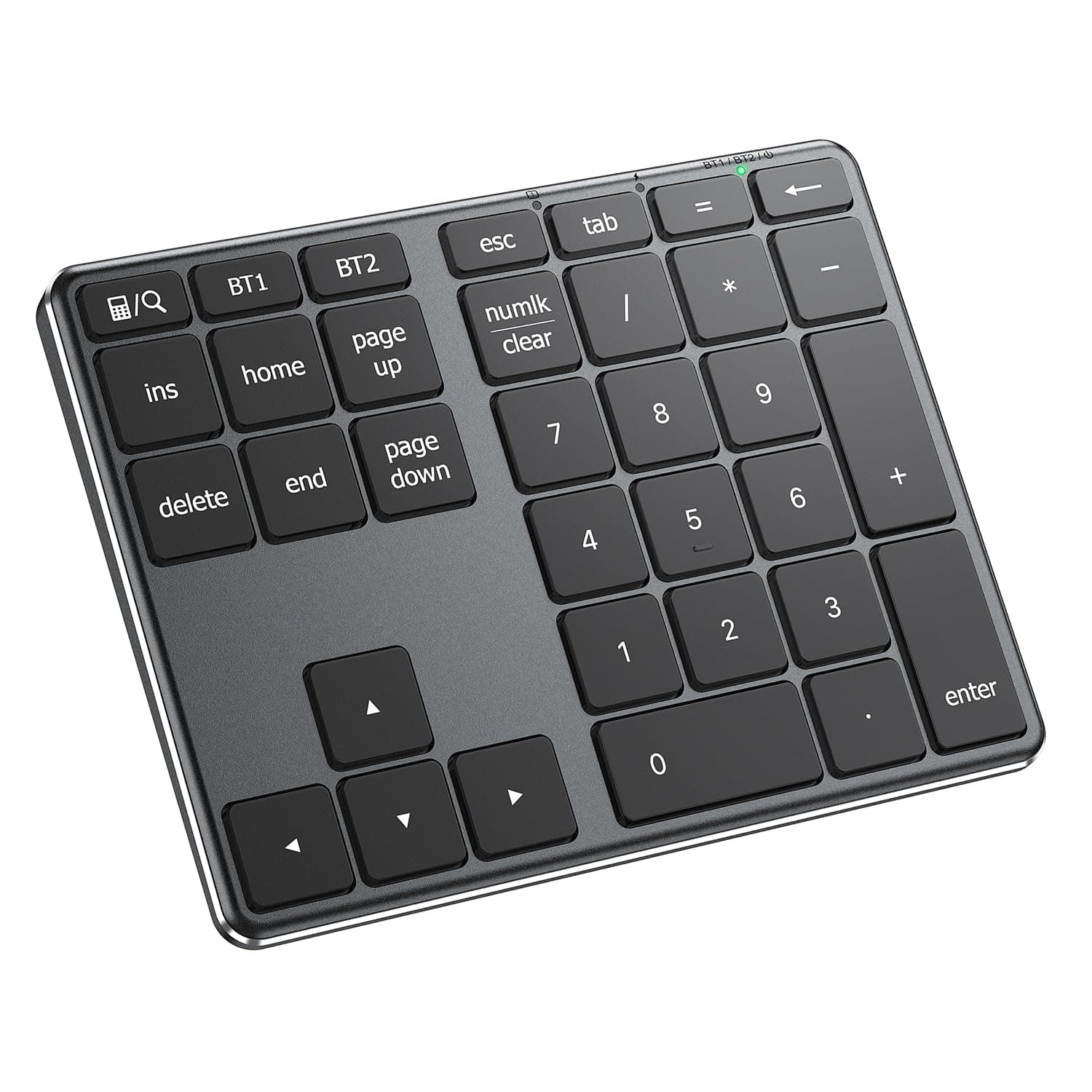 Bluetooth Number Pad, Aluminum 34-Key Wireless Numeric Keypad, USB-C Rechargeable Numpad Keyboard for Data Entry and Accounting, Compatible with Laptop, Mac, Surface Pro, PC Desktop