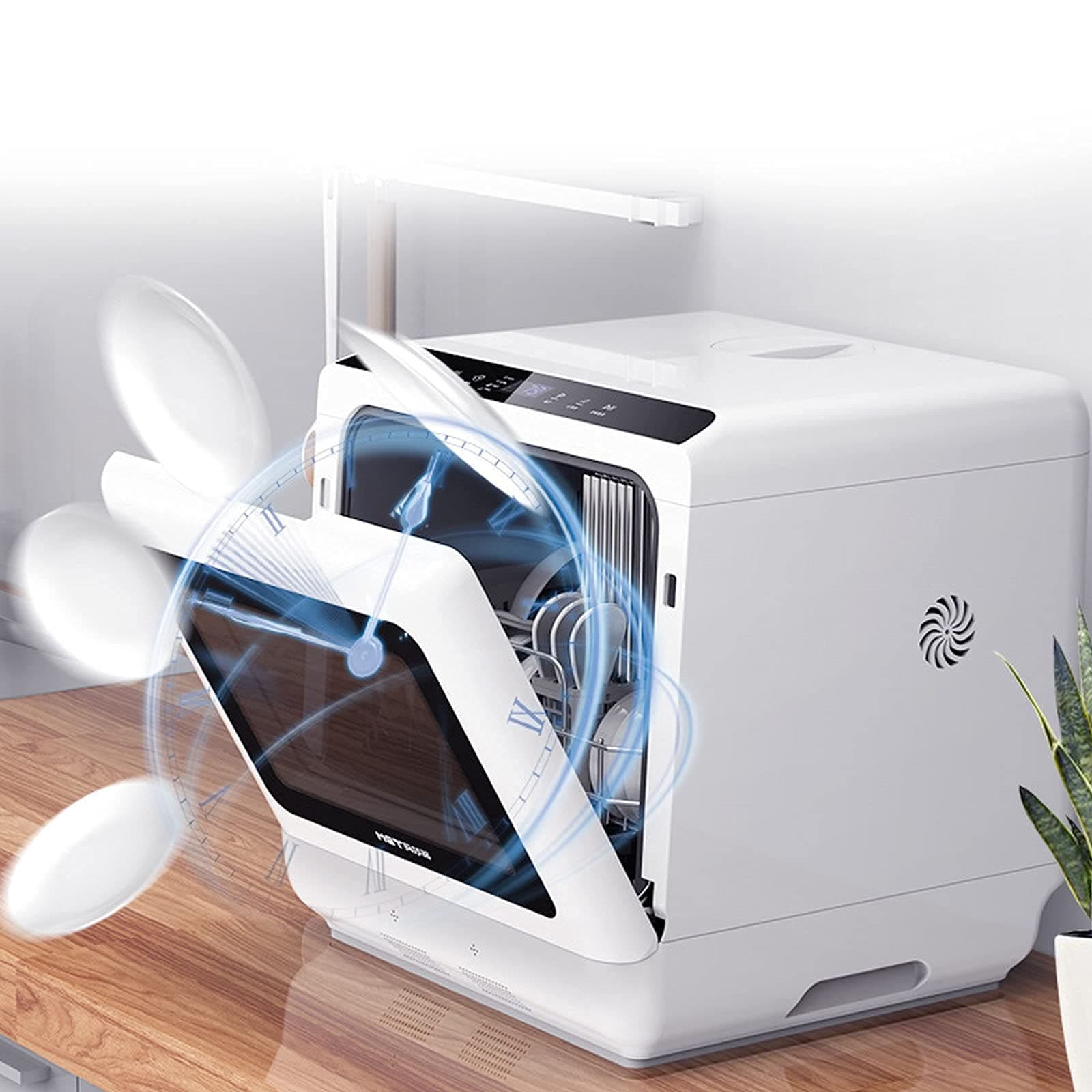 Mini Portable Dishwasher, Automatic Household Desktop Dish-washing Machine, 4-6 Sets Capacity, High Temperature Disinfection and Drying, Built-in Water Tank