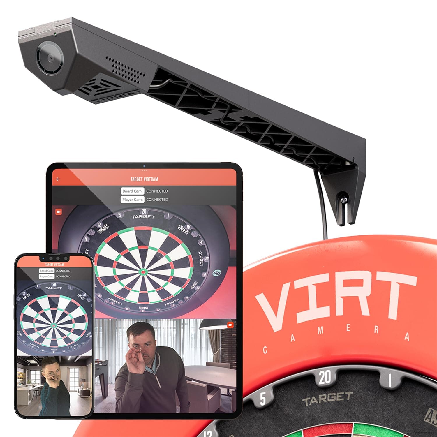 Target Darts Virt Dartboard Camera System | Virt Cam for Dart Board, Dart Cameras for Live Darts, Interactive Darts with DartCounter App, Corona Light Compatibility