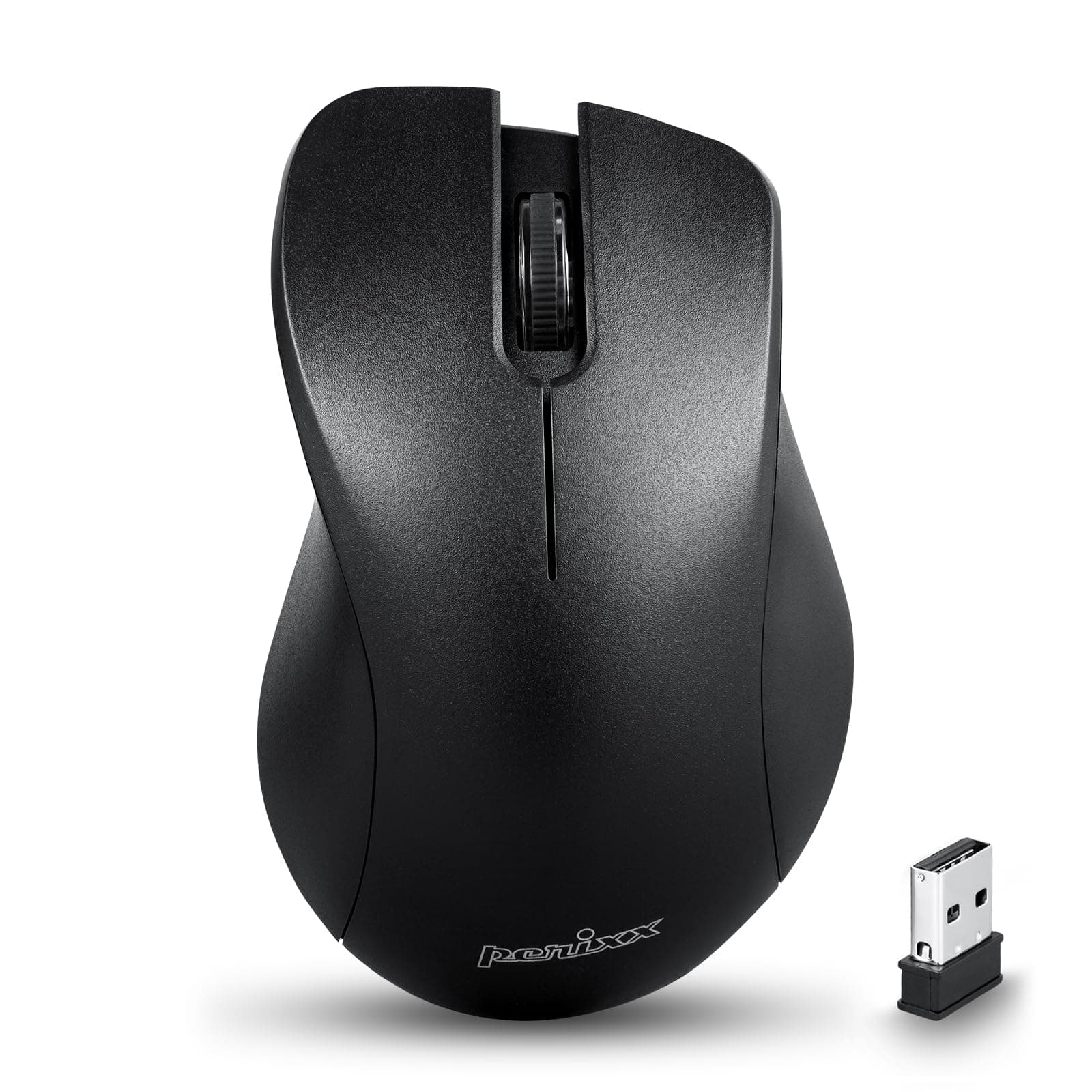 perixx PERIMICE-621B Wireless Mouse - Silent Click with Ergo Design - Compatible for Desktop and Laptop PC - Wireless 2.4 GHz - Black