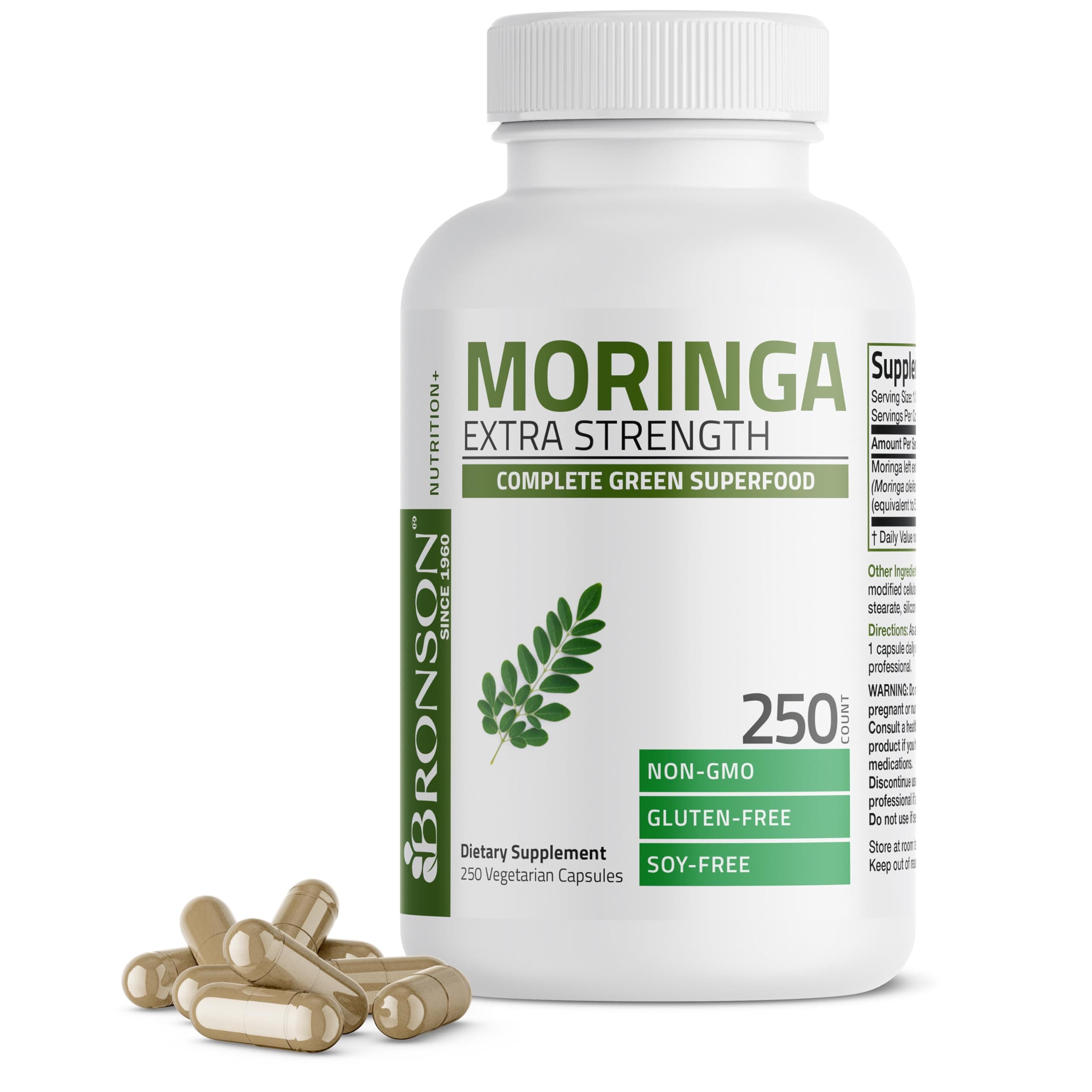 Bronson Moringa Extra Strength Capsules Moringa Oleifera Powder, 250 Count