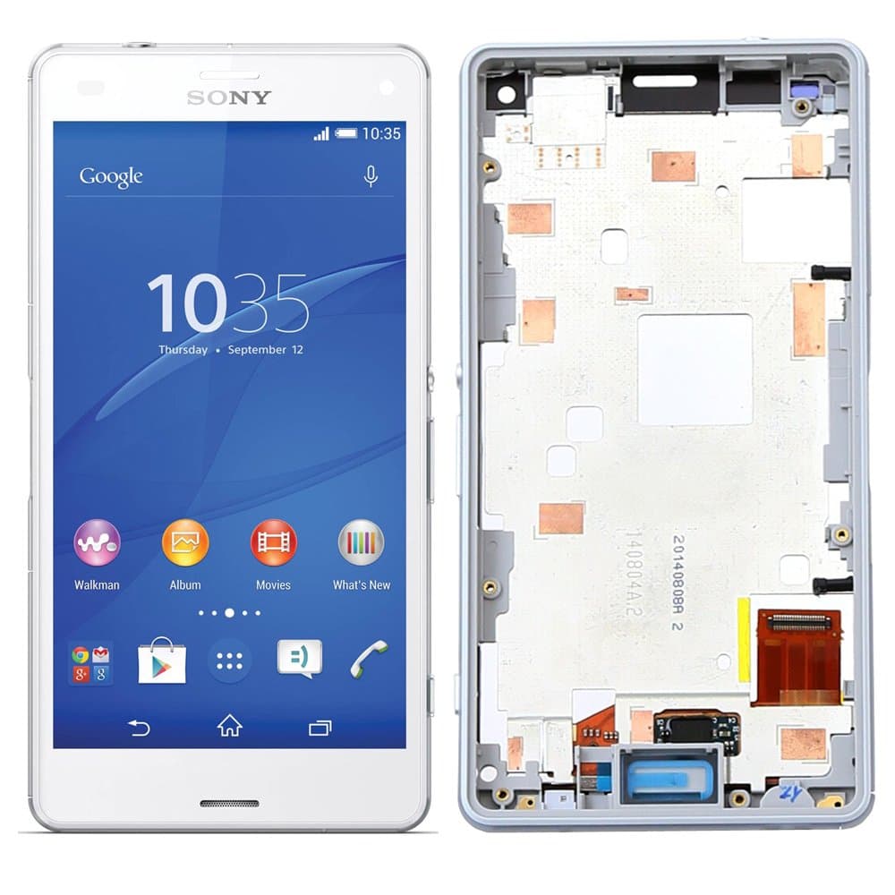 For Sony Xperia Z3 Compact LCD Screen Replacement+Frame White,For Sony Health(TM)LCD Display Touch Digitizer Screen Replacement Assembly for Z3 Mini D5803 D5833 4.6 inch