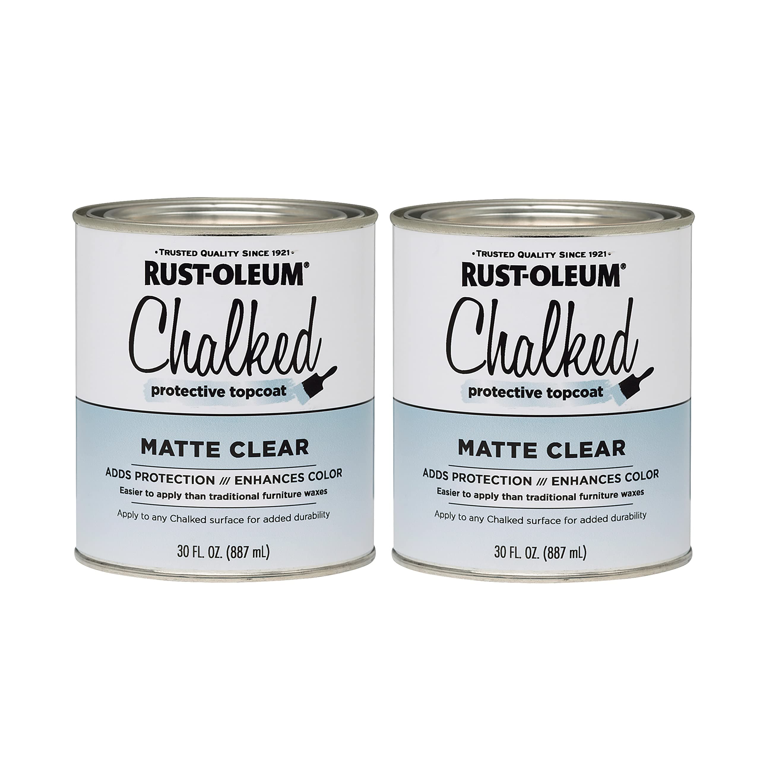 Rust-Oleum 287722-2PK Chalked Protective Topcoat Paint, 30 oz, Matte Clear, 2 Pack