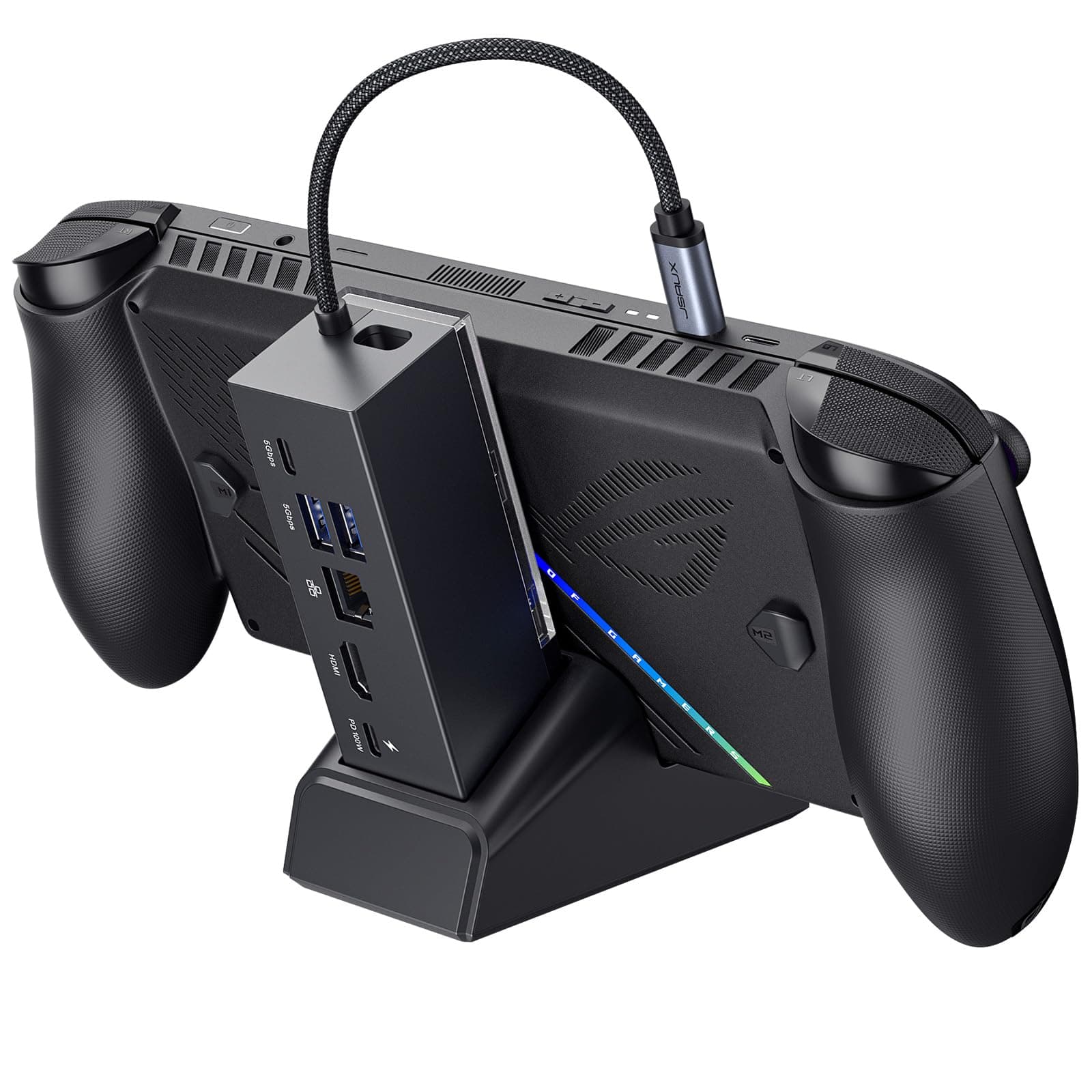 JSAUX Docking Station for ROG Xbox Ally X (2025)/ROG Ally X/ROG Ally/Steam Deck/Legion Go/Legion Go S, 6-in-1 Dock with HDMI 4K@120Hz, Gigabit Ethernet, USB A & USB C 3.2 Gen 1, 100W Charging - HB0609