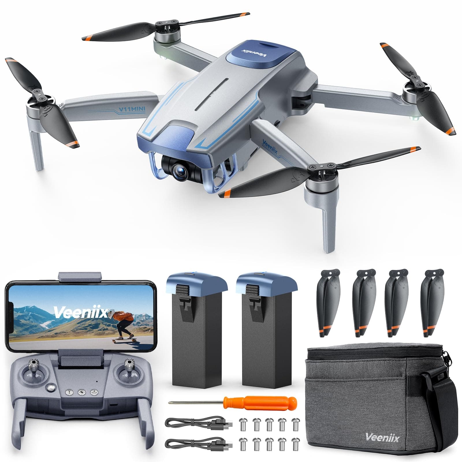 V11MINI Drones with Camera for Adults 4K,Under 249g,60-Min Flight Time with 2 batteries,5GHz Transmission,GPS Auto Return,Follow Me,4K FPV Drone,Foldable and Lightweight,Ideal for Beginners