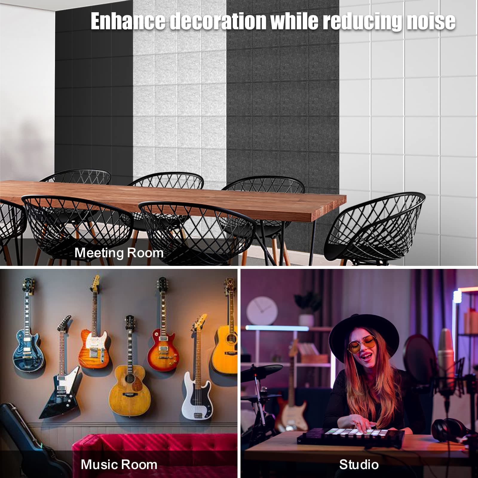 Sonicism 12 Pack Balanced Acoustic Wall Panels with Self-Adhesive,12" X 12" X 0.4" Sound Proof Foam Panels, Decorative Soundproof Wall Panels, Sound Proof Absorbing Tiles for Home&Offices, Silver Gray